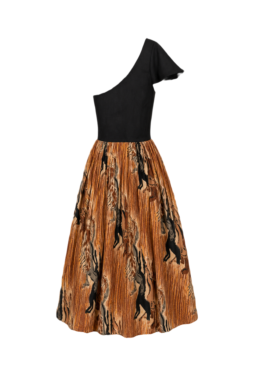 1970s Black Polyester Dress - Back View