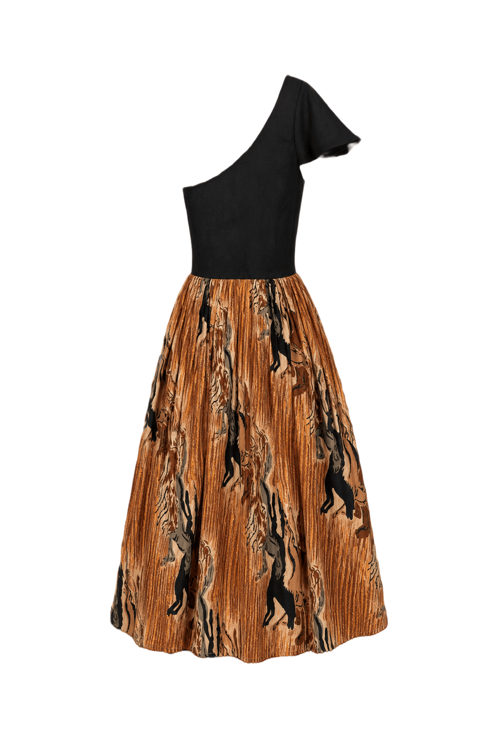 1970s Black Polyester Dress - Back View