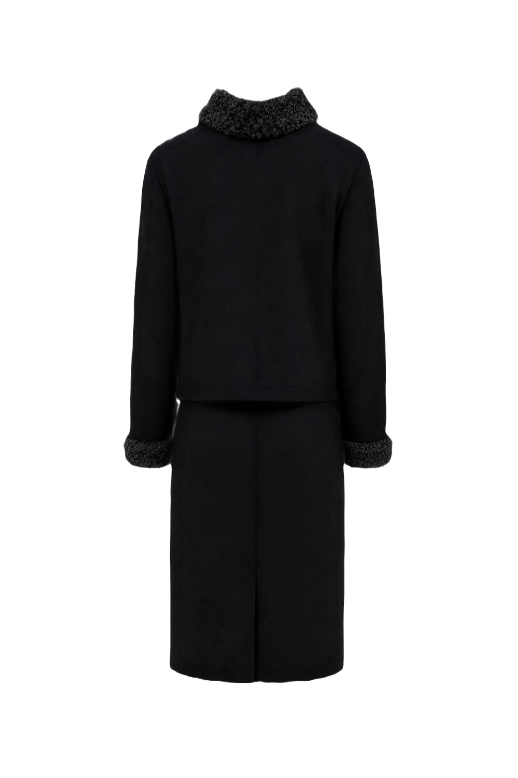 1980s Black Wool Jacket and Skirt Set - Back View