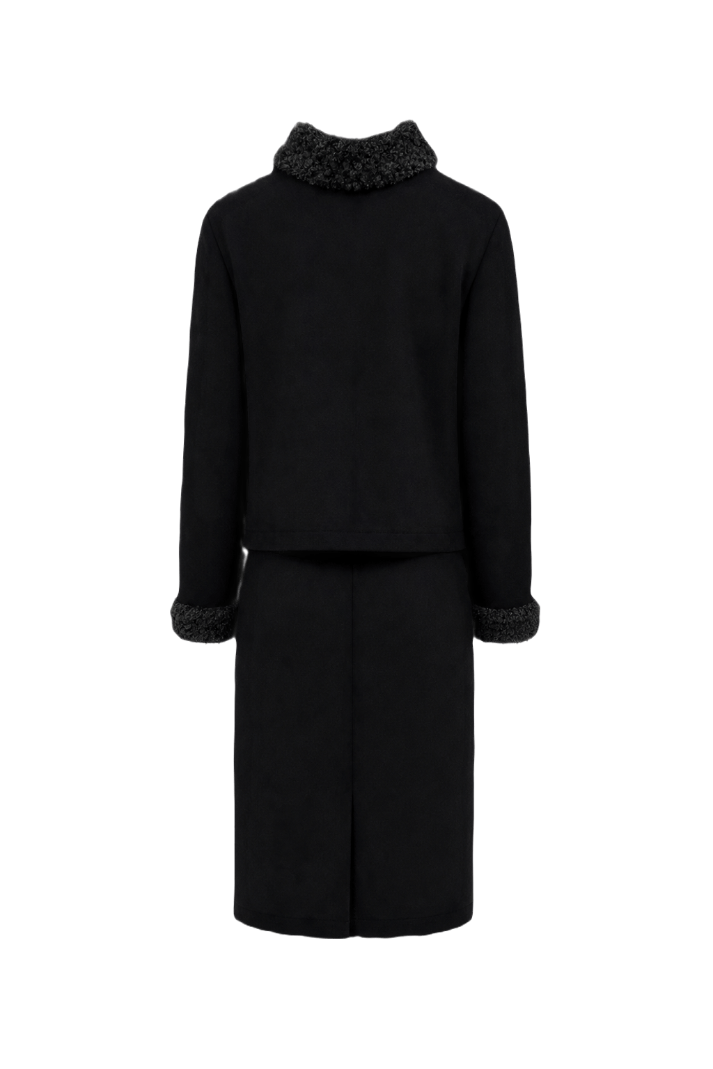 1980s Black Wool Jacket and Skirt Set - Back View
