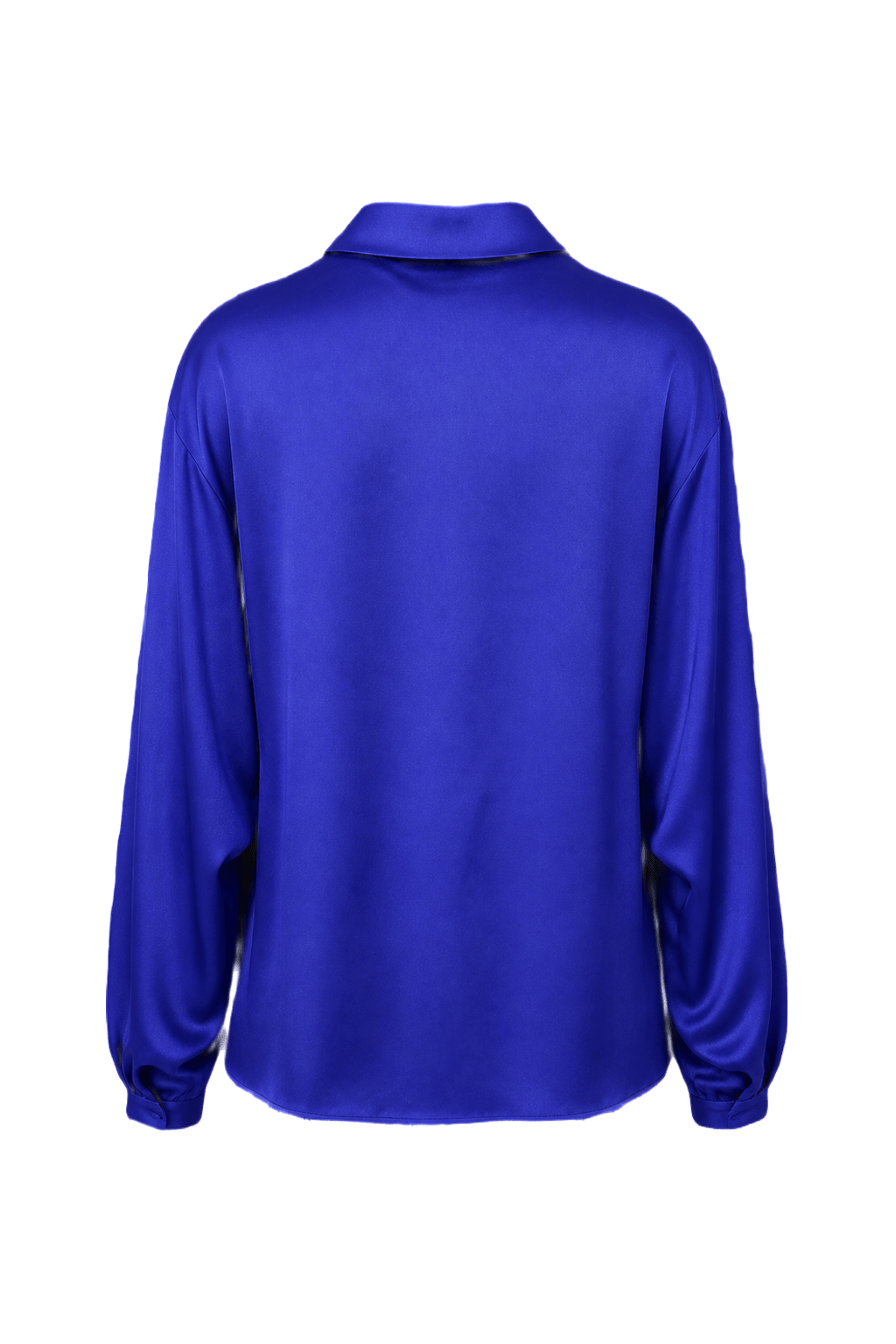 1980s Royal Blue Silk Blouse - Back View