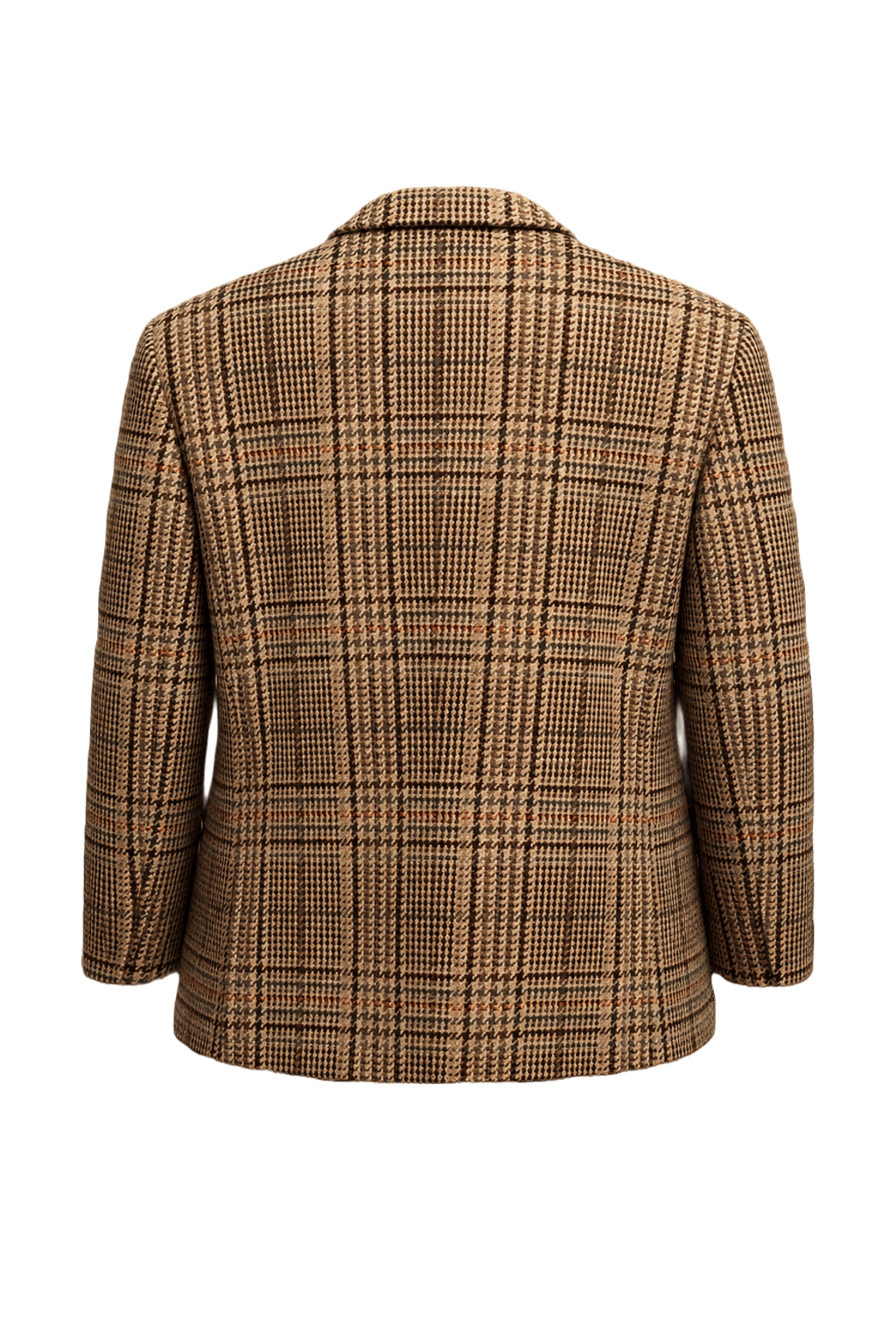 1970s Brown Plaid Wool Blazer - Back View