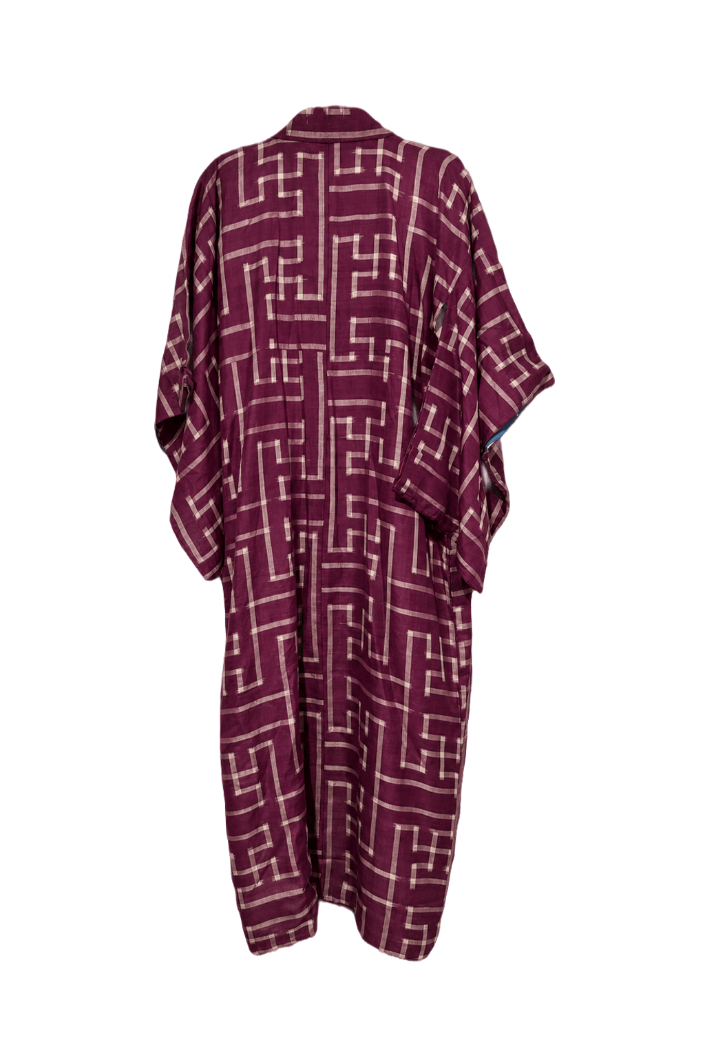 1950s Burgundy Silk Kimono - Back View