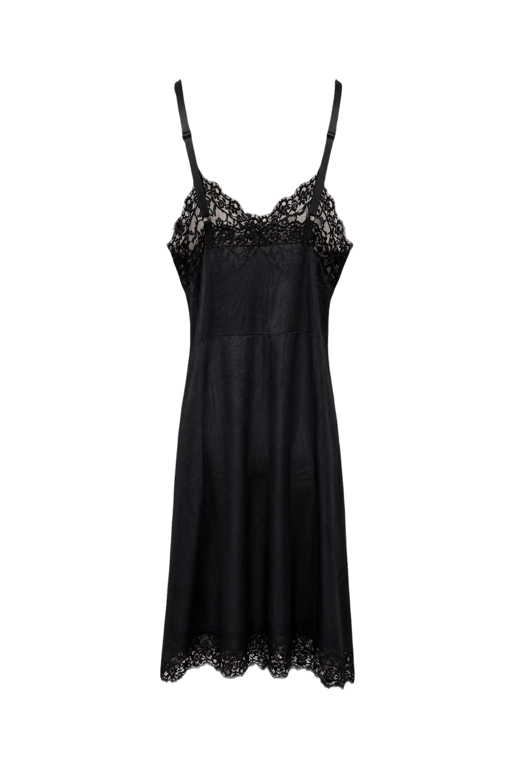 1920s Black Polyester Slip Dress - Back View