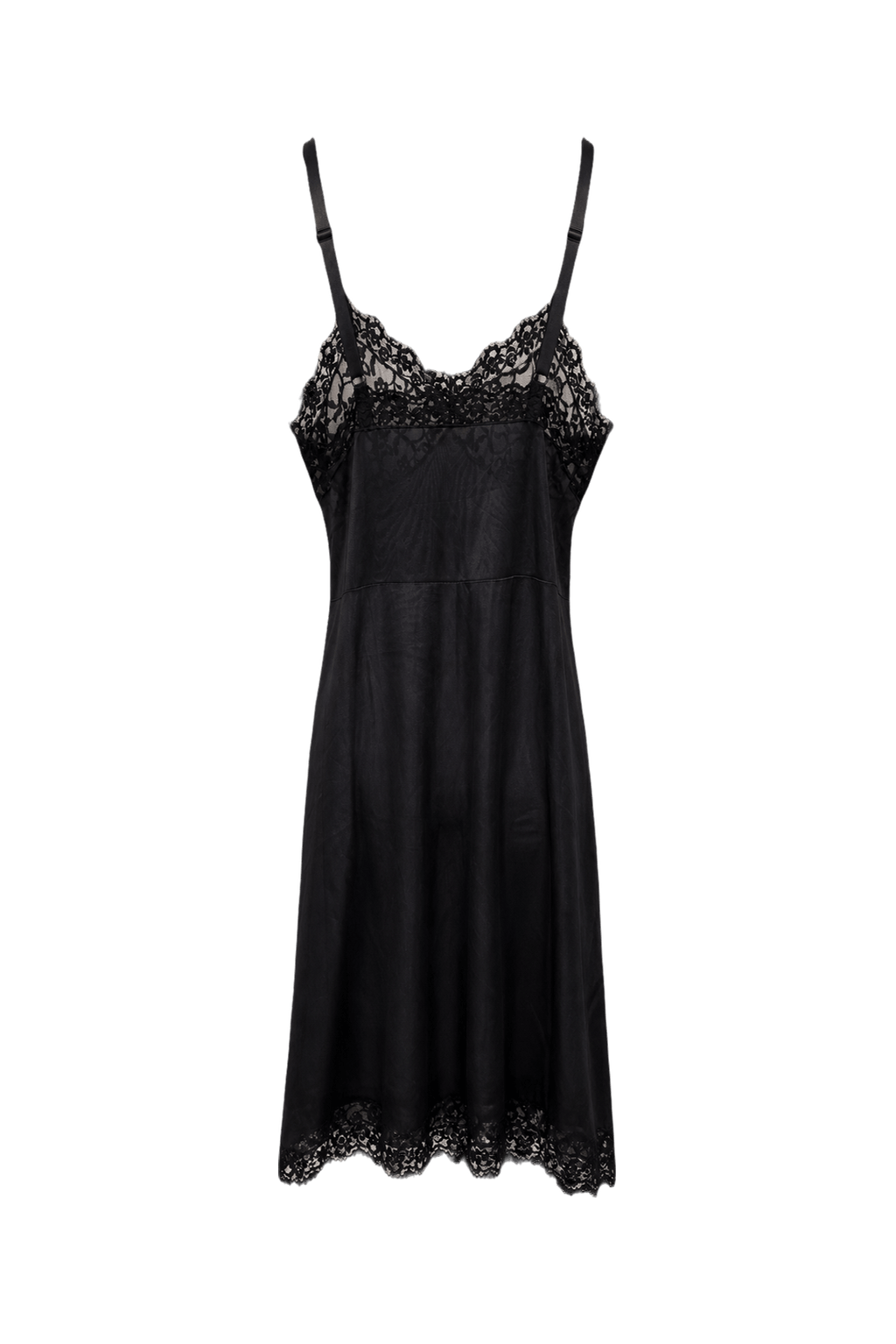 1920s Black Polyester Slip Dress - Back View