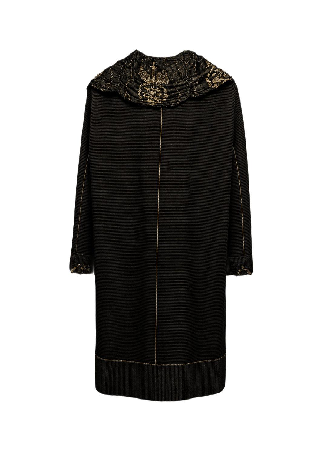 1950s Dark Olive Wool Coat - Back View