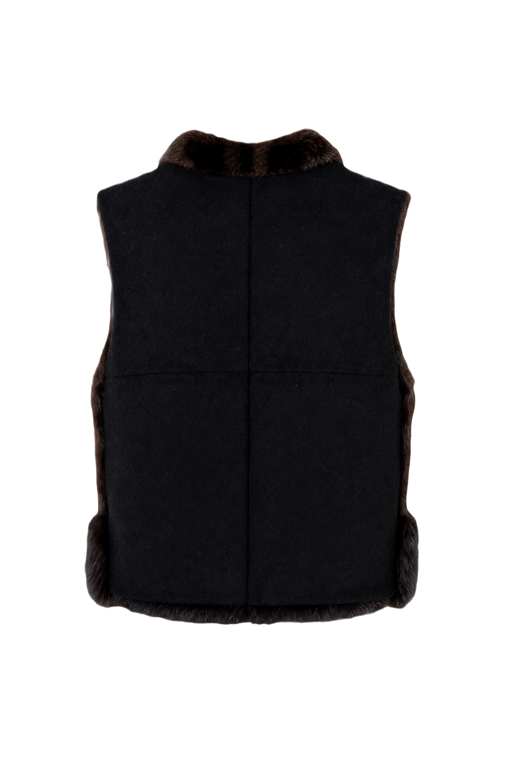 1950s Dark Brown Fur Vest - Back View