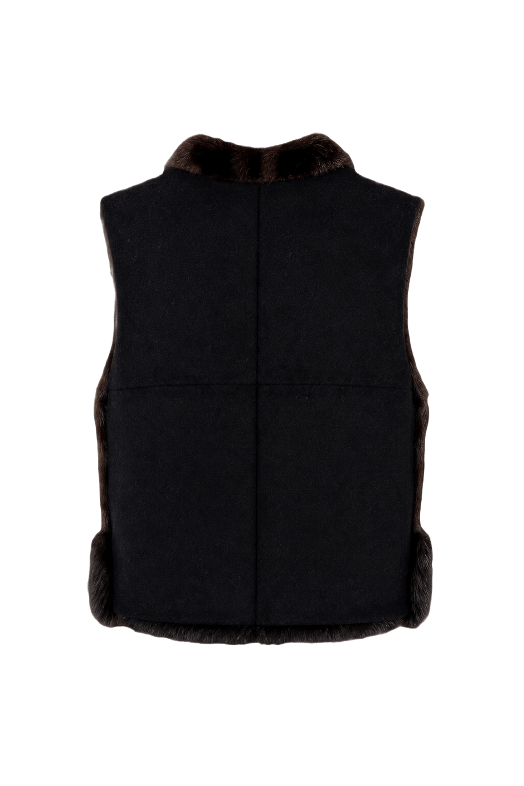 1950s Dark Brown Fur Vest - Back View