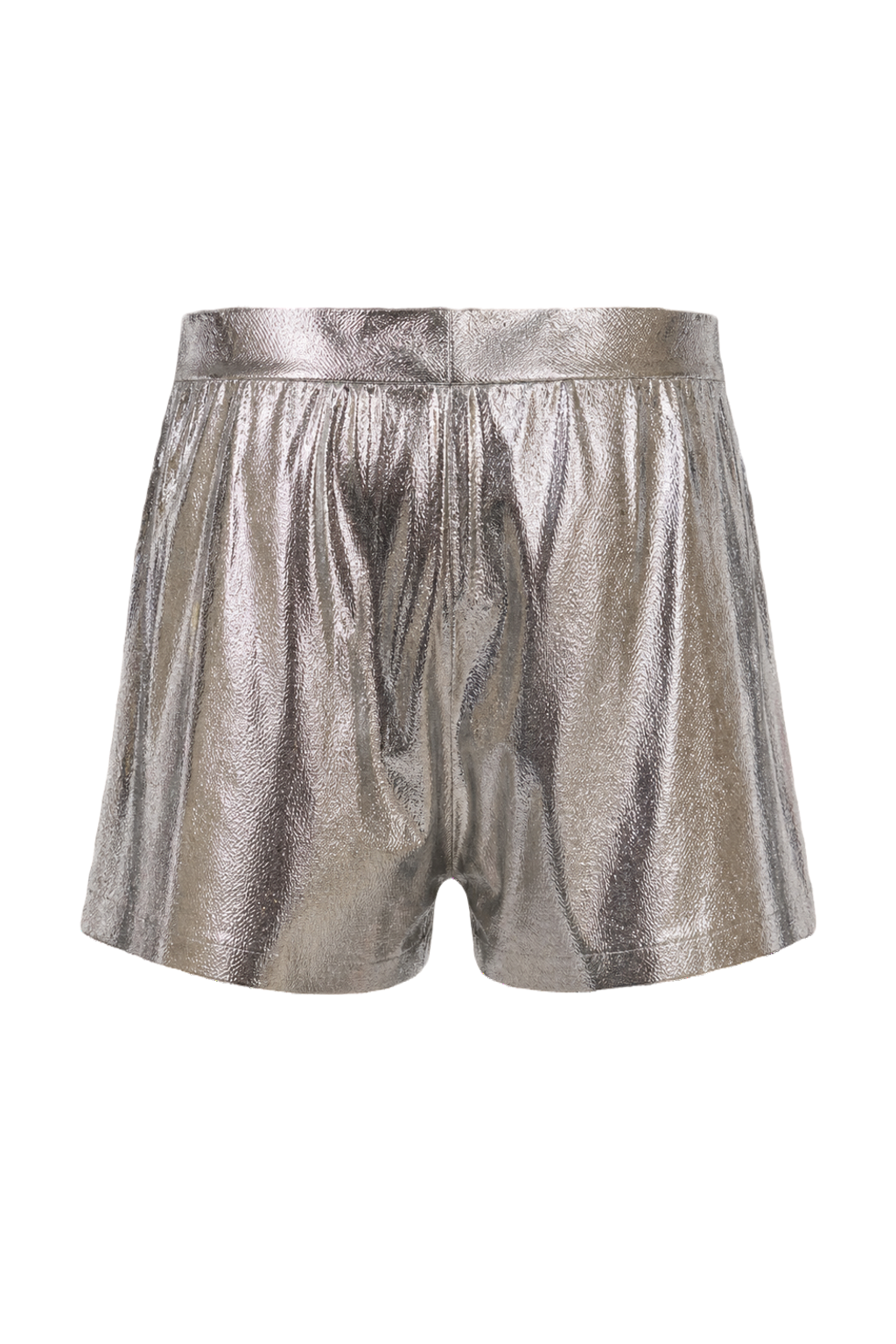 1980s Silver Synthetic Shorts - Back View