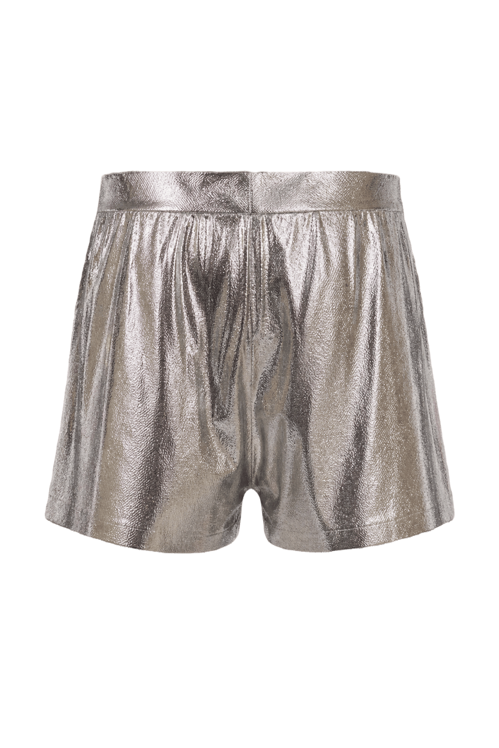 1980s Silver Synthetic Shorts - Back View