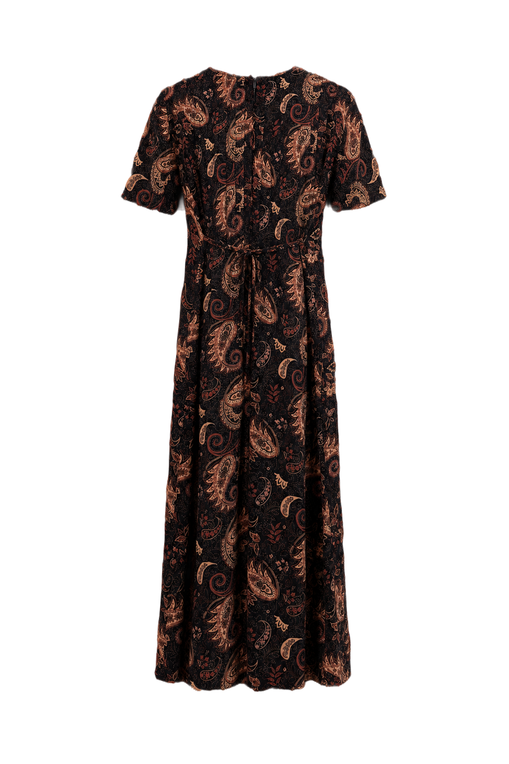 1980s Black Polyester Blend Maxi Dress - Back View