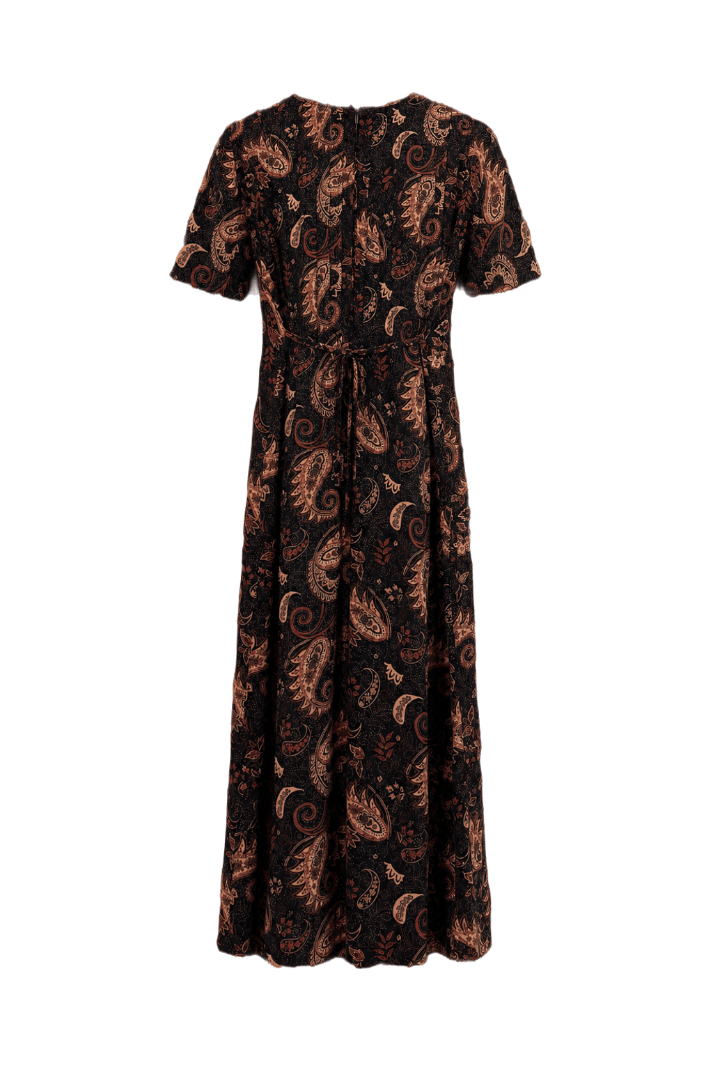 1980s Black Polyester Blend Maxi Dress - Back View