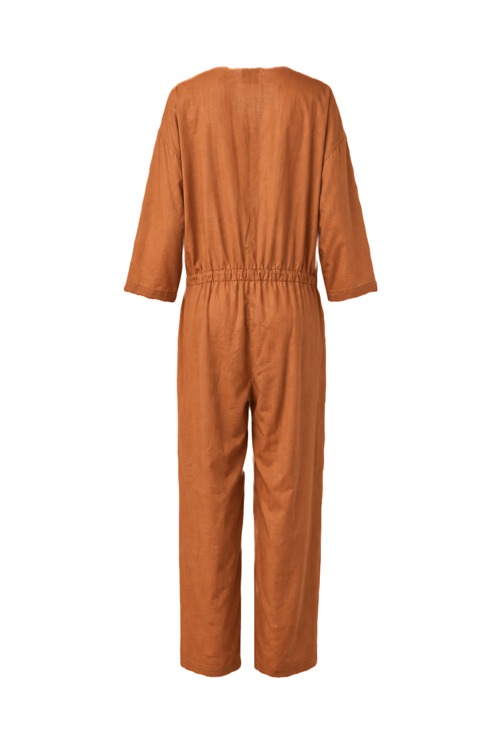 1980s Tan Polyester Jumpsuit - Back View