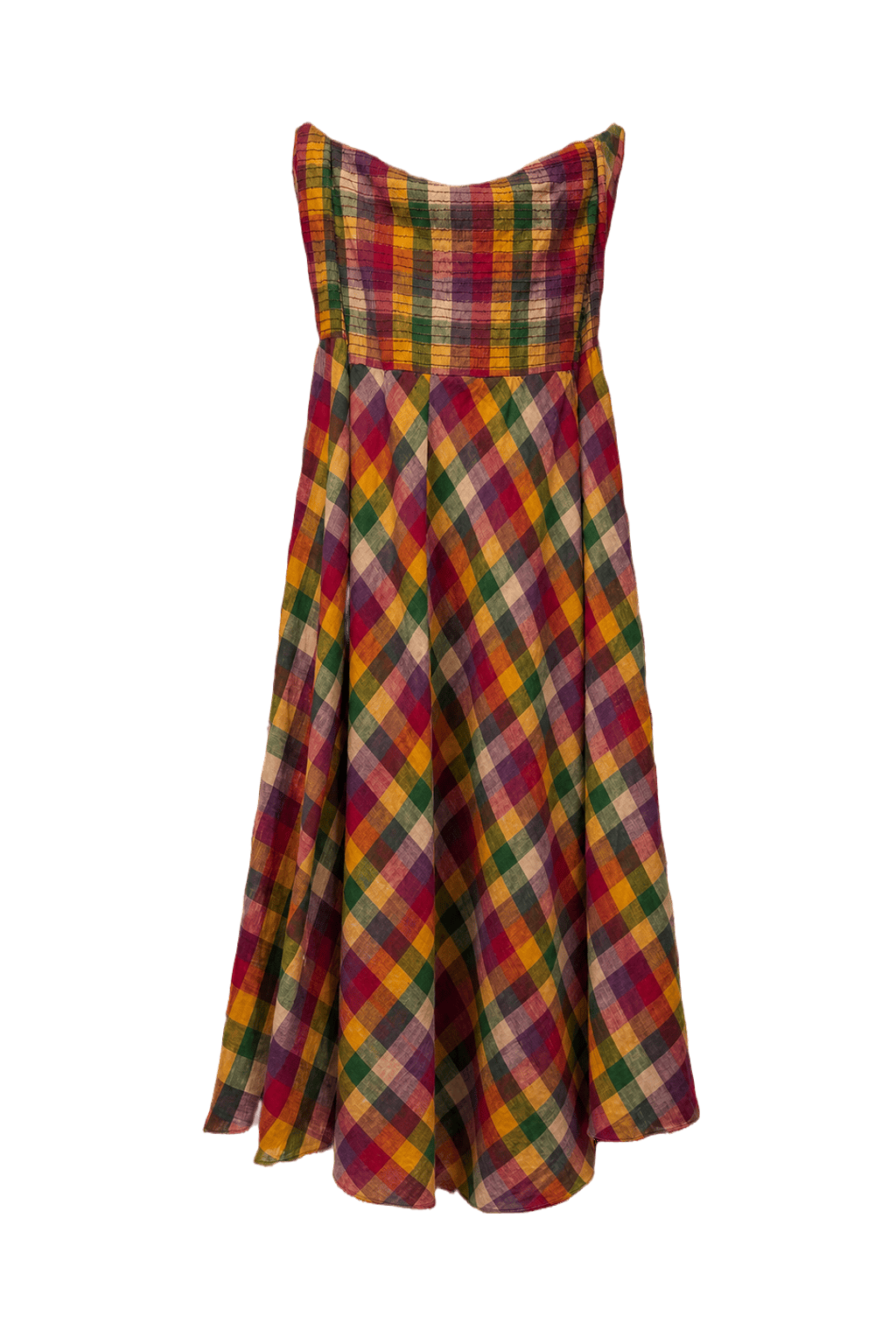 1970s Multi-Color Cotton Blend Dress - Back View