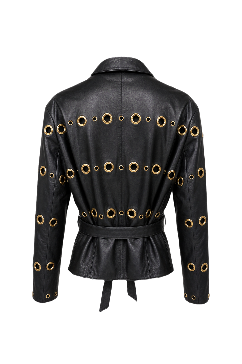 1980s Black Leather Jacket - Back View