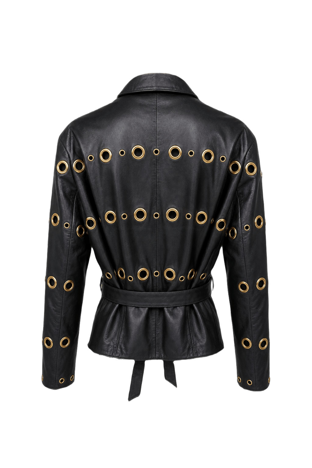 1980s Black Leather Jacket - Back View