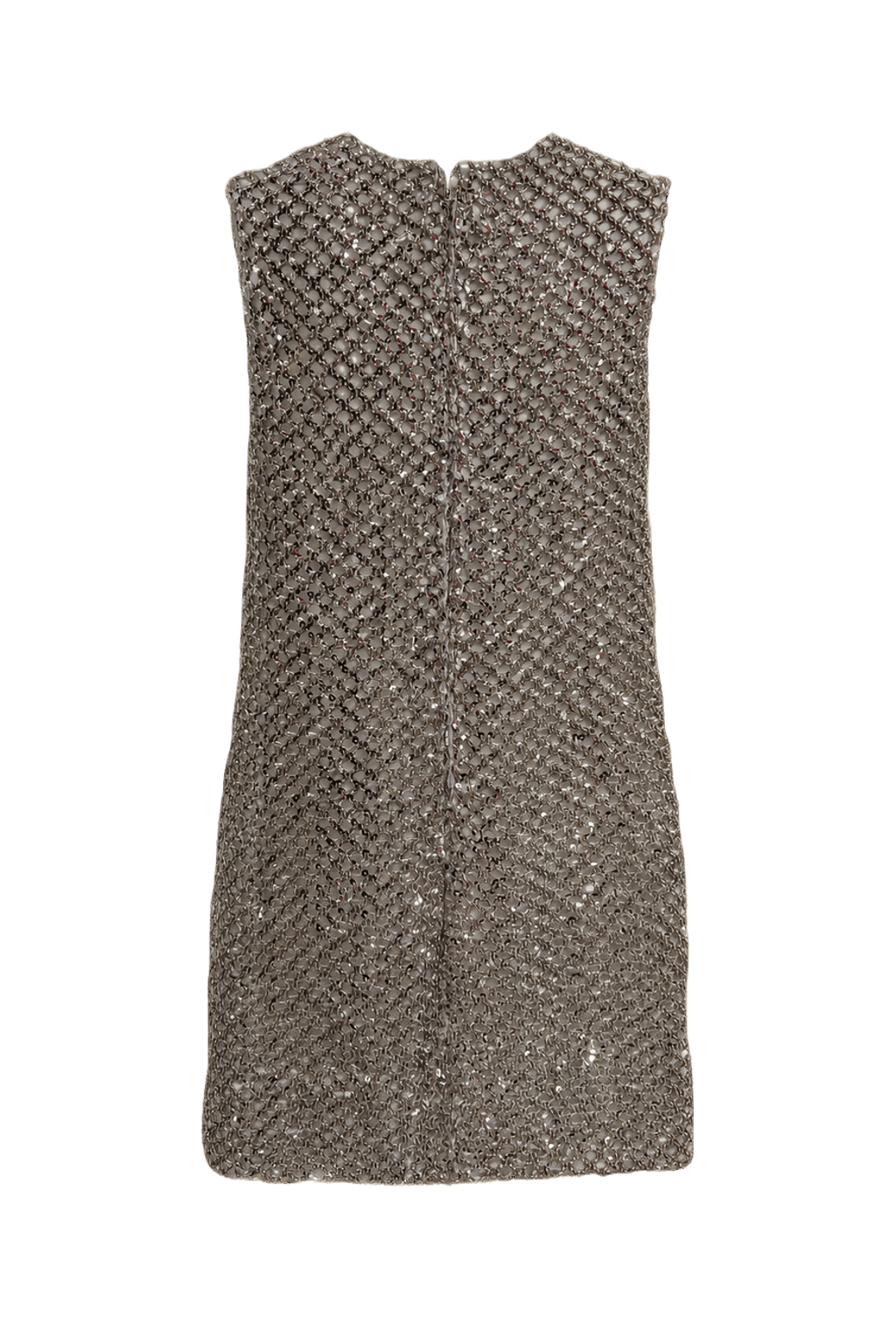 1960s Silver Synthetic Blend Mini Dress - Back View