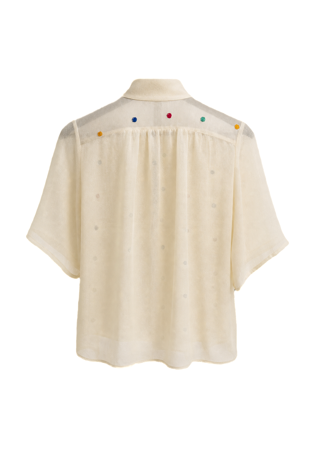 1960s Cream Polyester Blouse - Back View