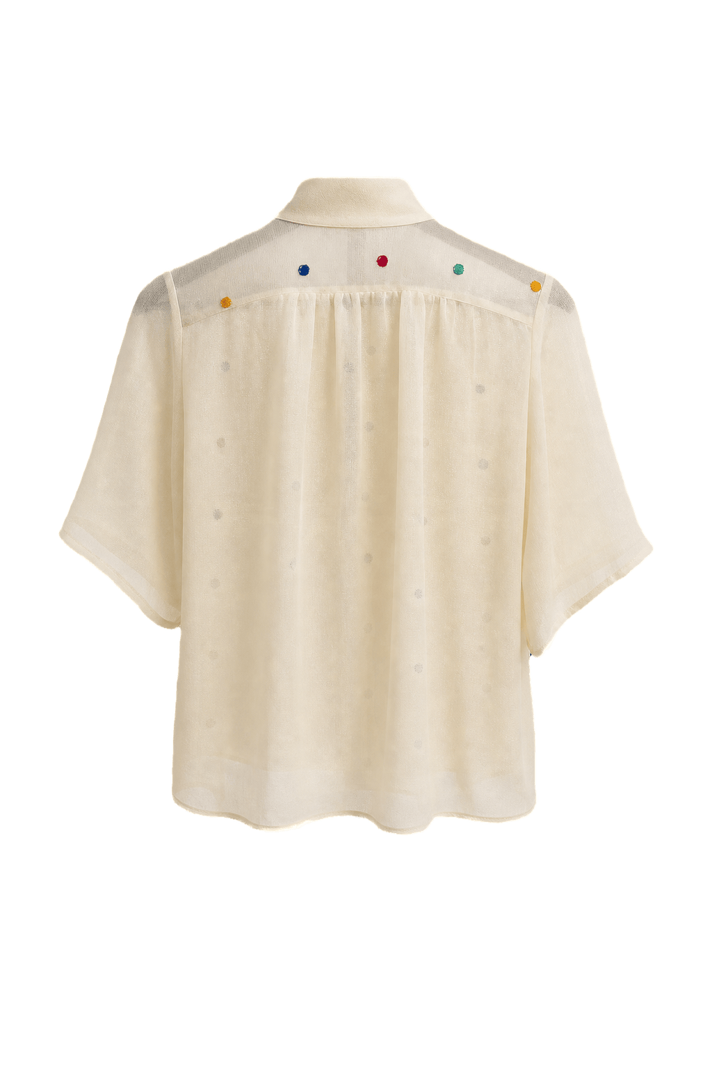 1960s Cream Polyester Blouse - Back View