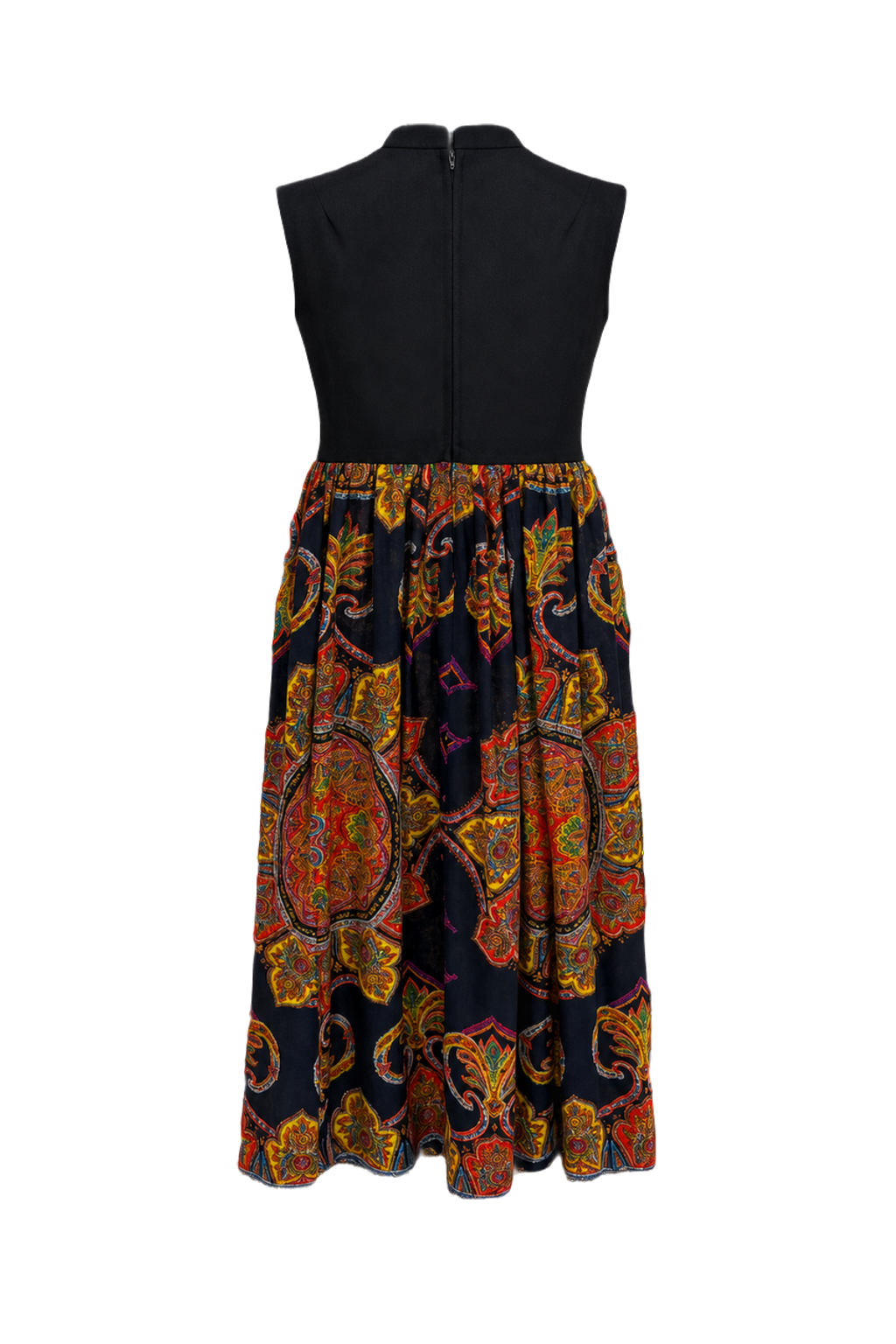 1960s Black Polyester Blend Maxi Dress - Back View