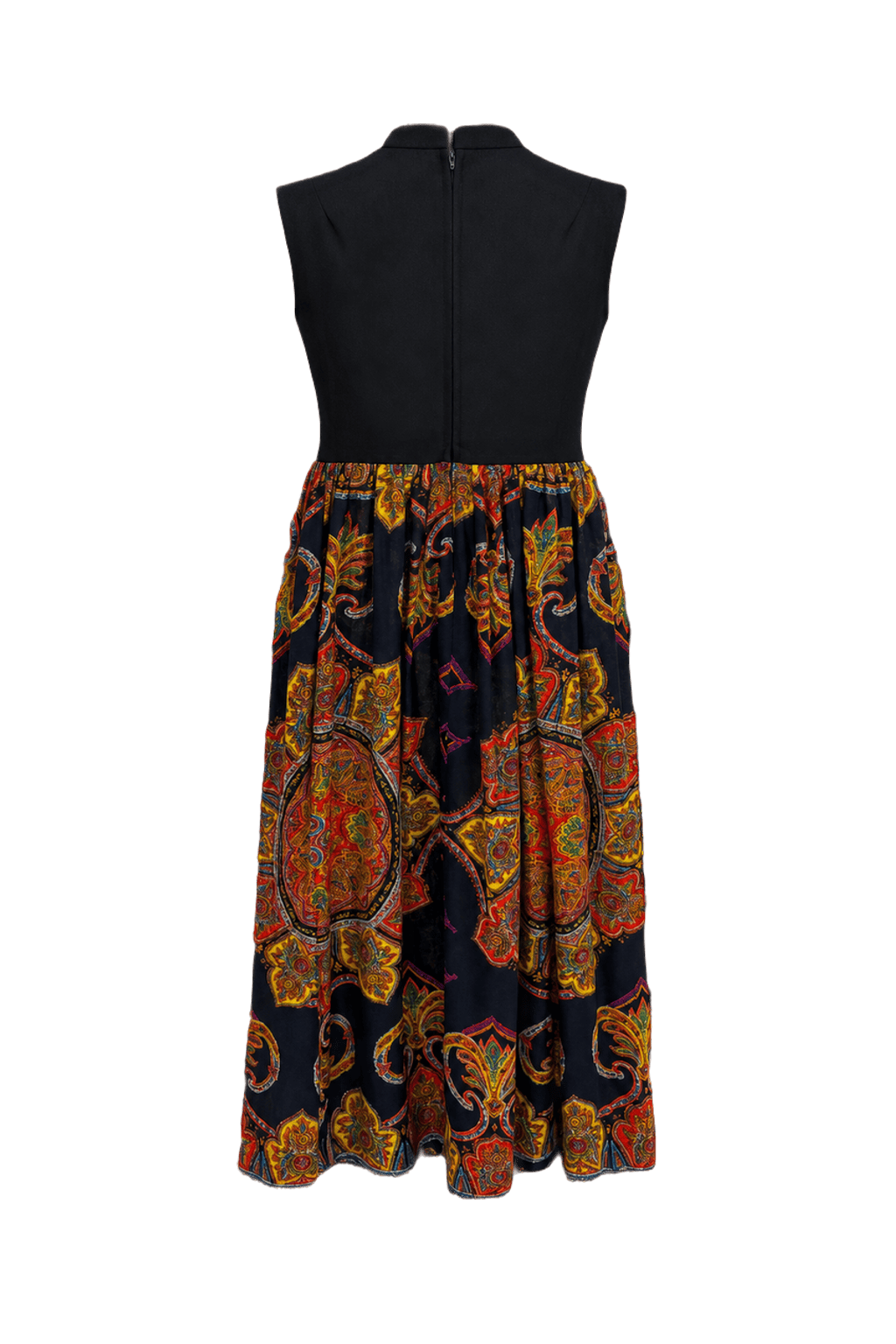 1960s Black Polyester Blend Maxi Dress - Back View