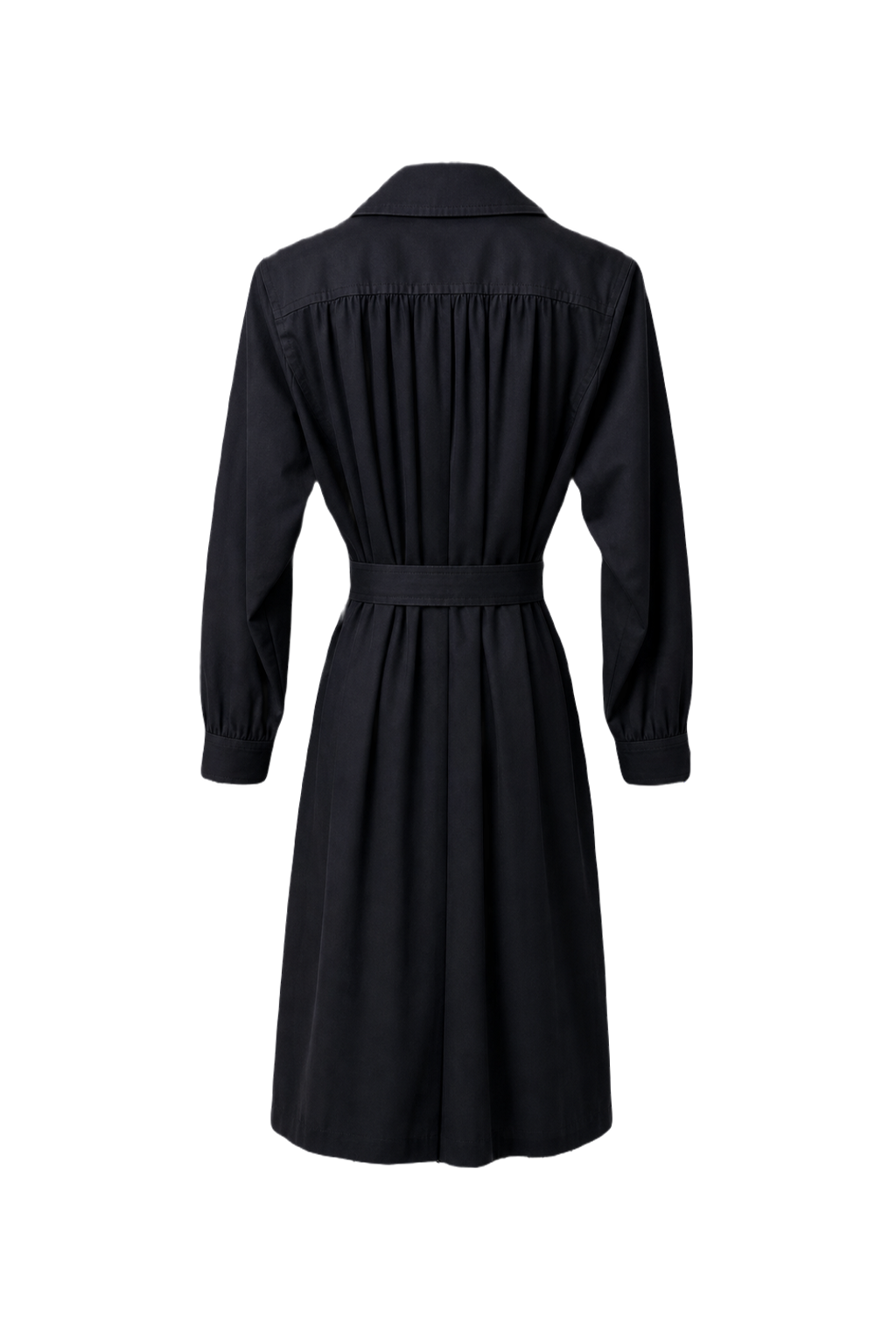 1980s Navy Blue Cotton Trench Coat - Back View