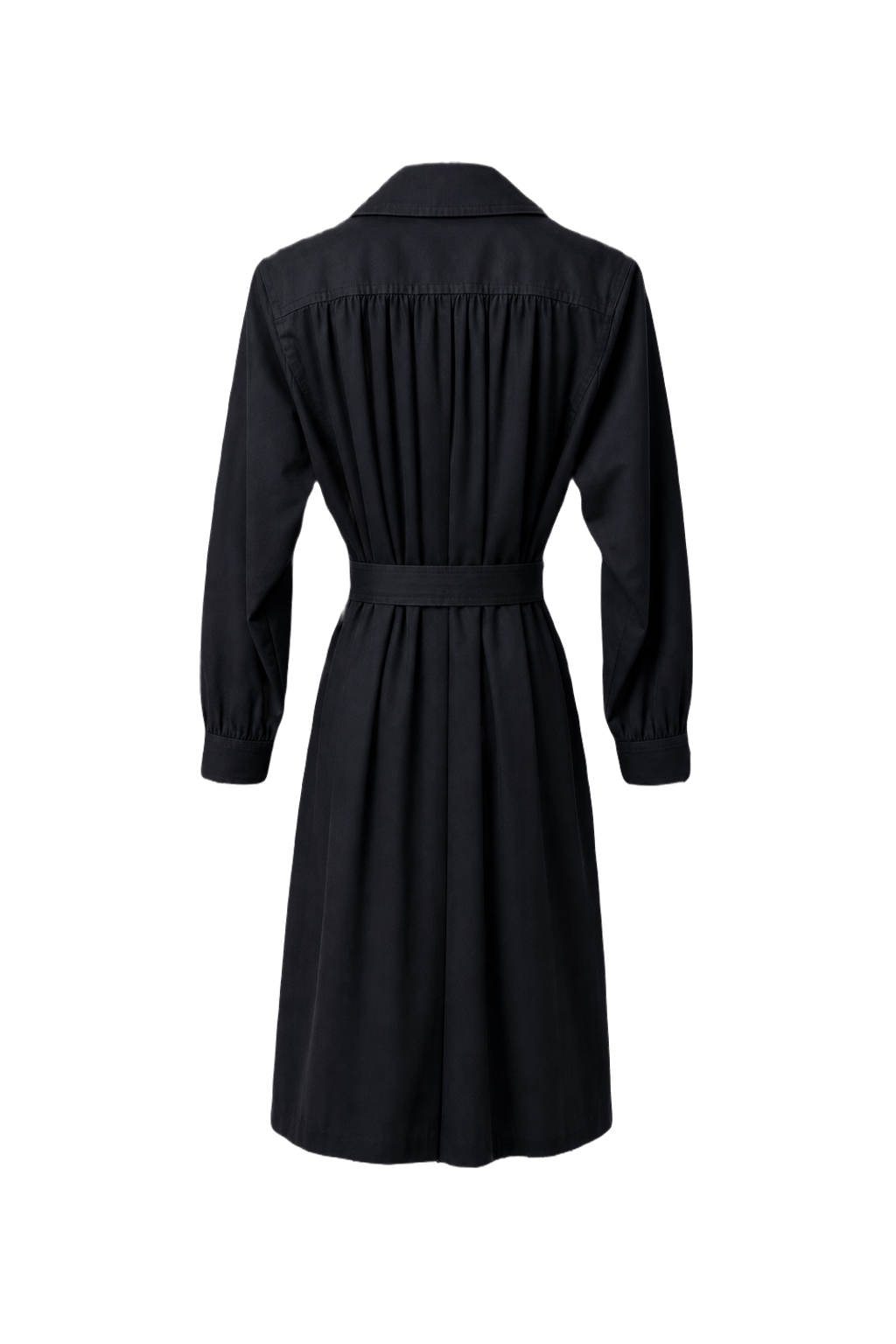 1980s Navy Blue Cotton Trench Coat - Back View