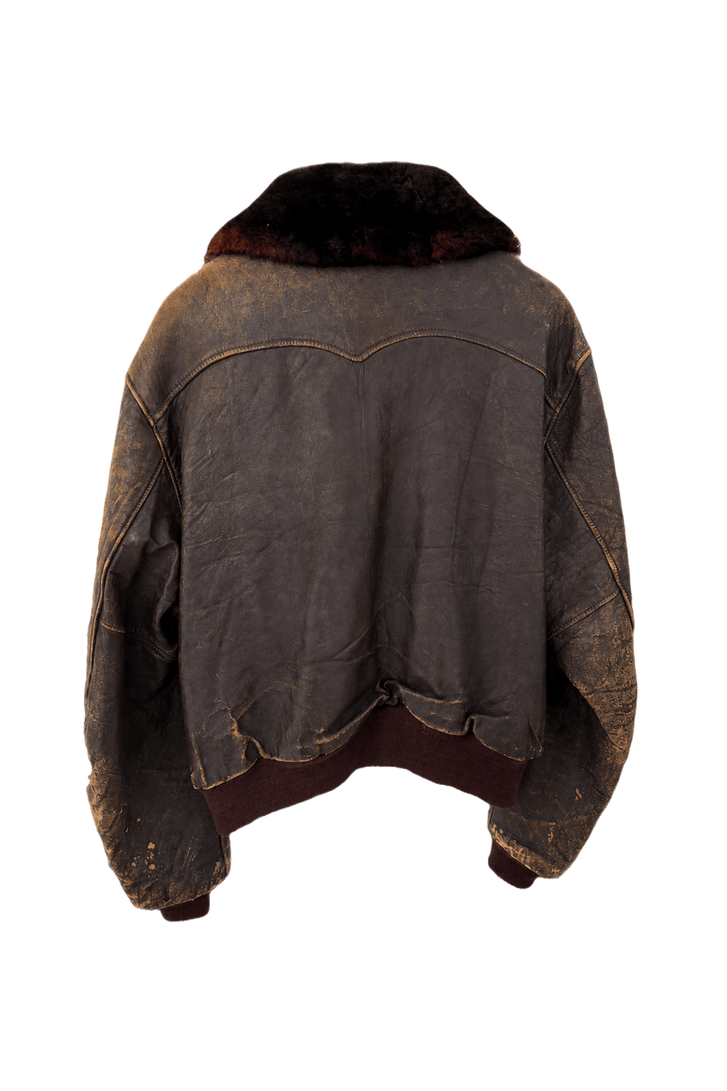 1940s Brown Leather Bomber Jacket - Back View