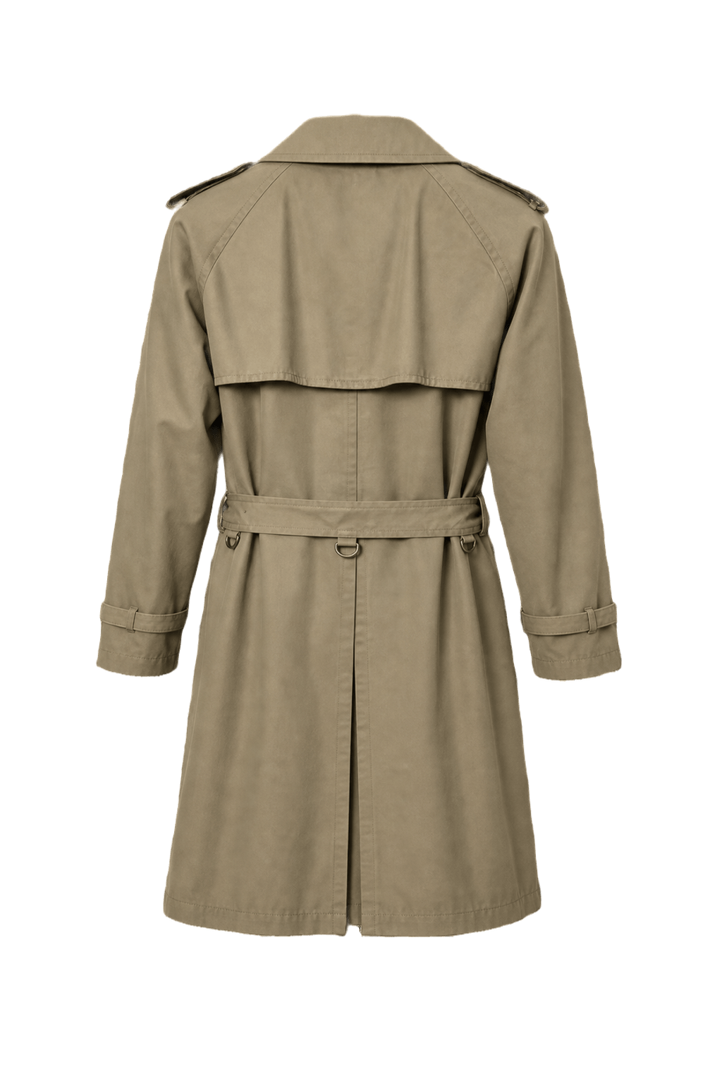 1980s Khaki Burberry's Cotton Trench Coat - Back View
