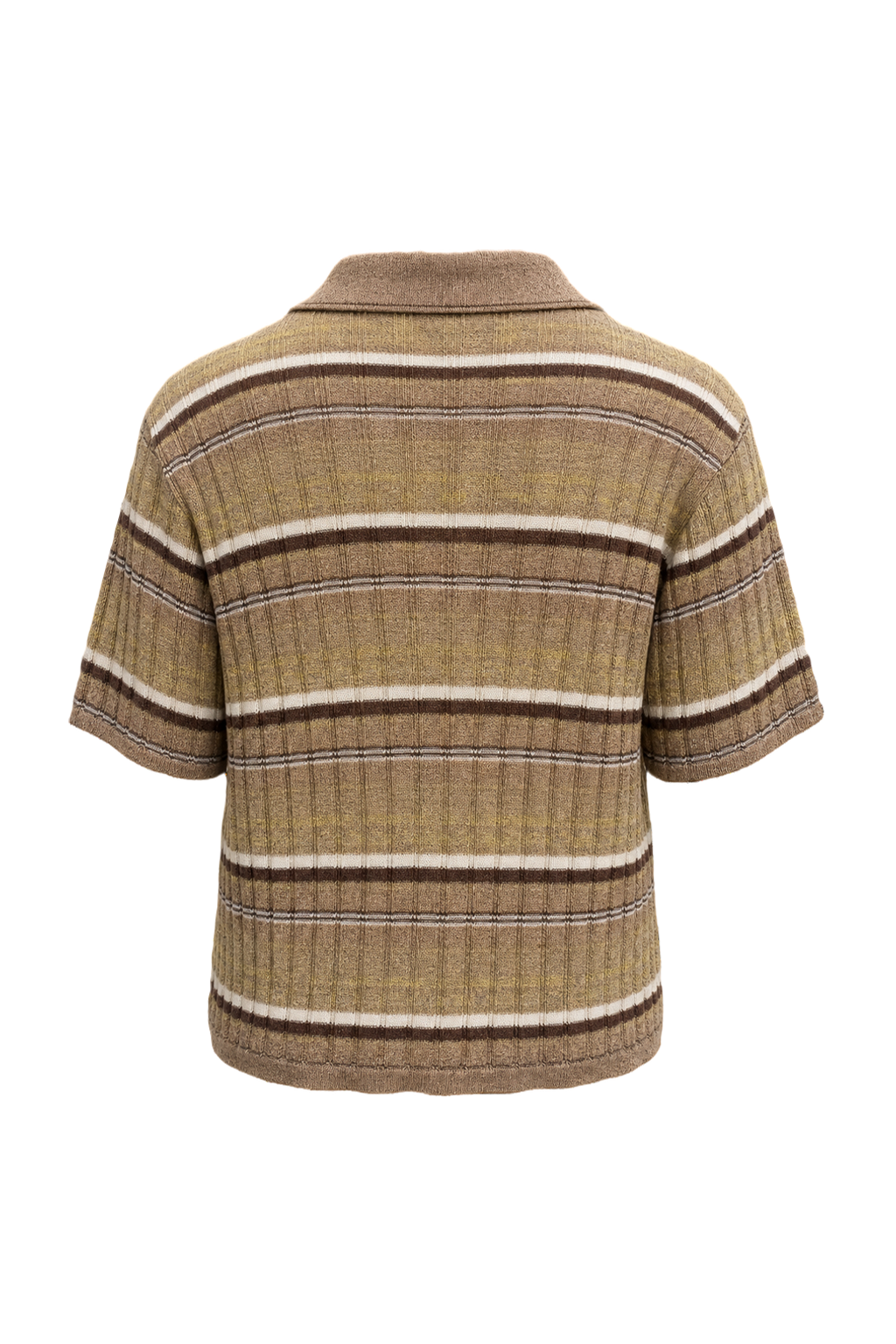 1970s Light Brown Cotton Blend Polo - Back View