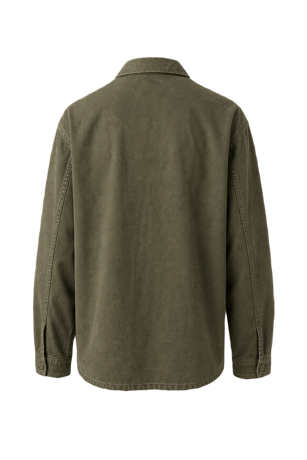 1970s Olive Green Cotton Shirt - Back View