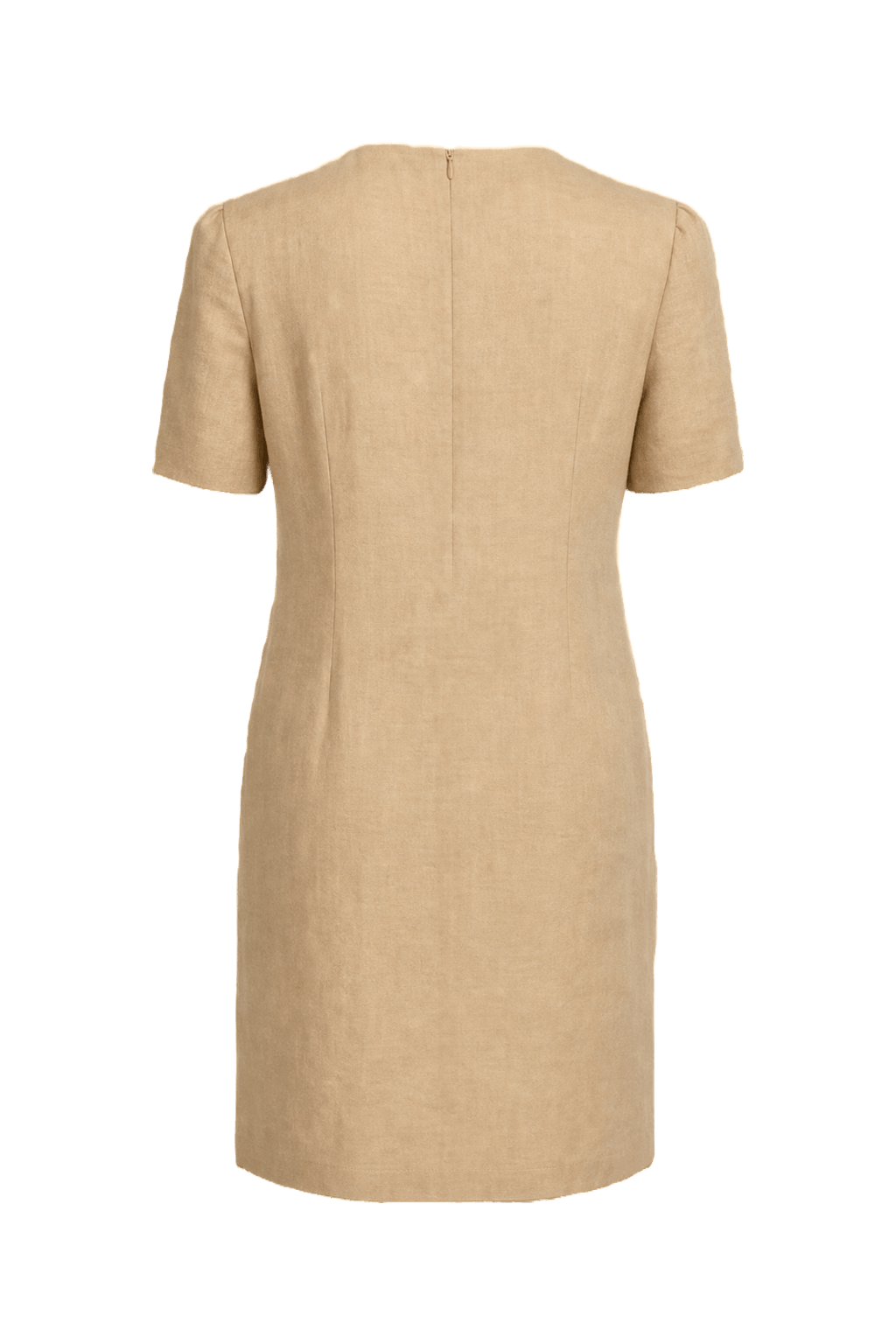 1980s Beige Cotton Shift Dress - Back View
