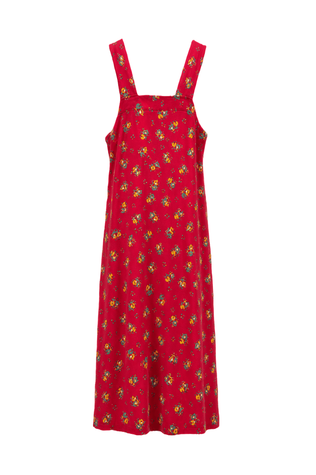 1970s Red Cotton Jumper Dress - Back View