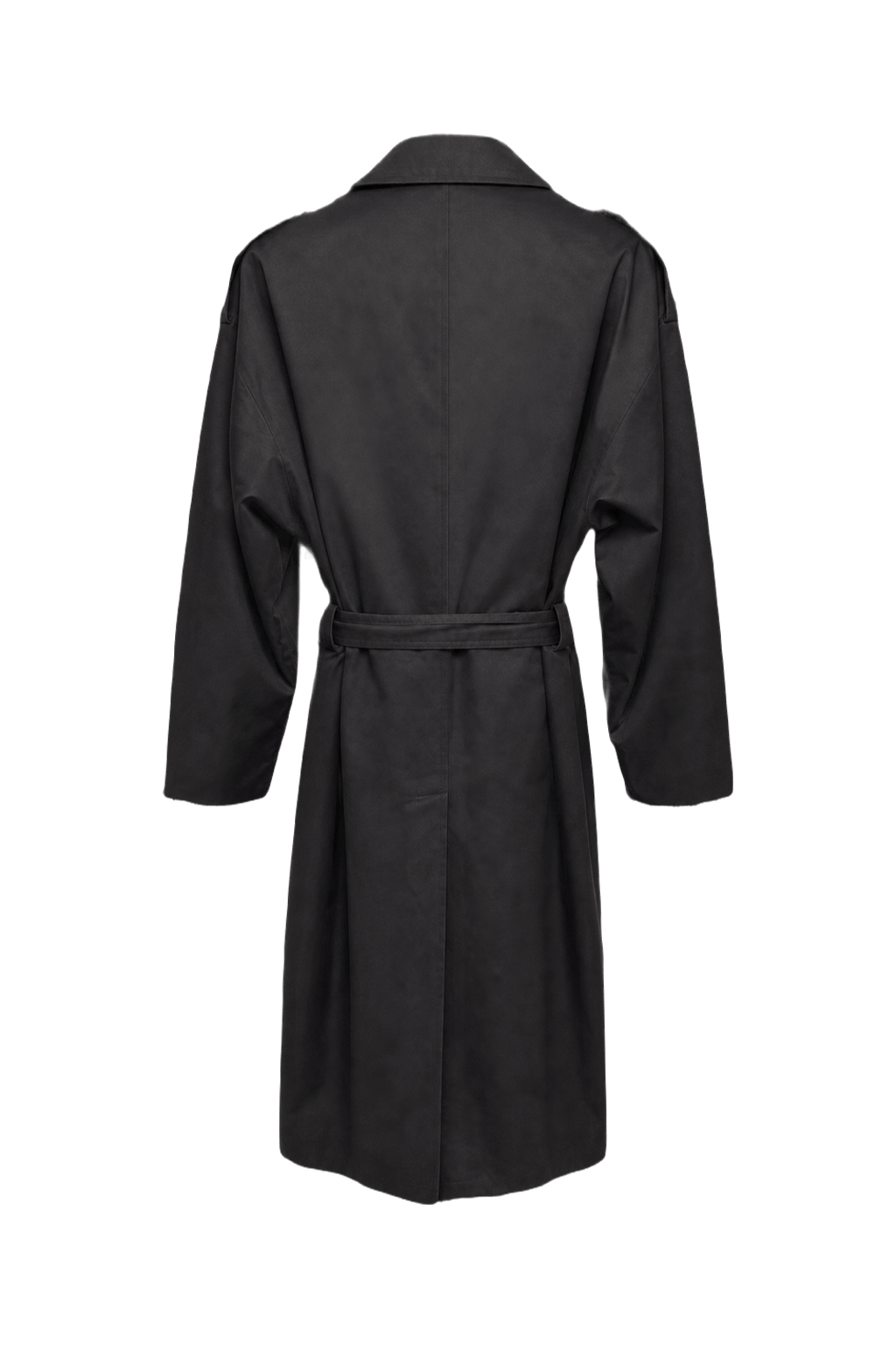 1980s Black Cotton Trench Coat - Back View