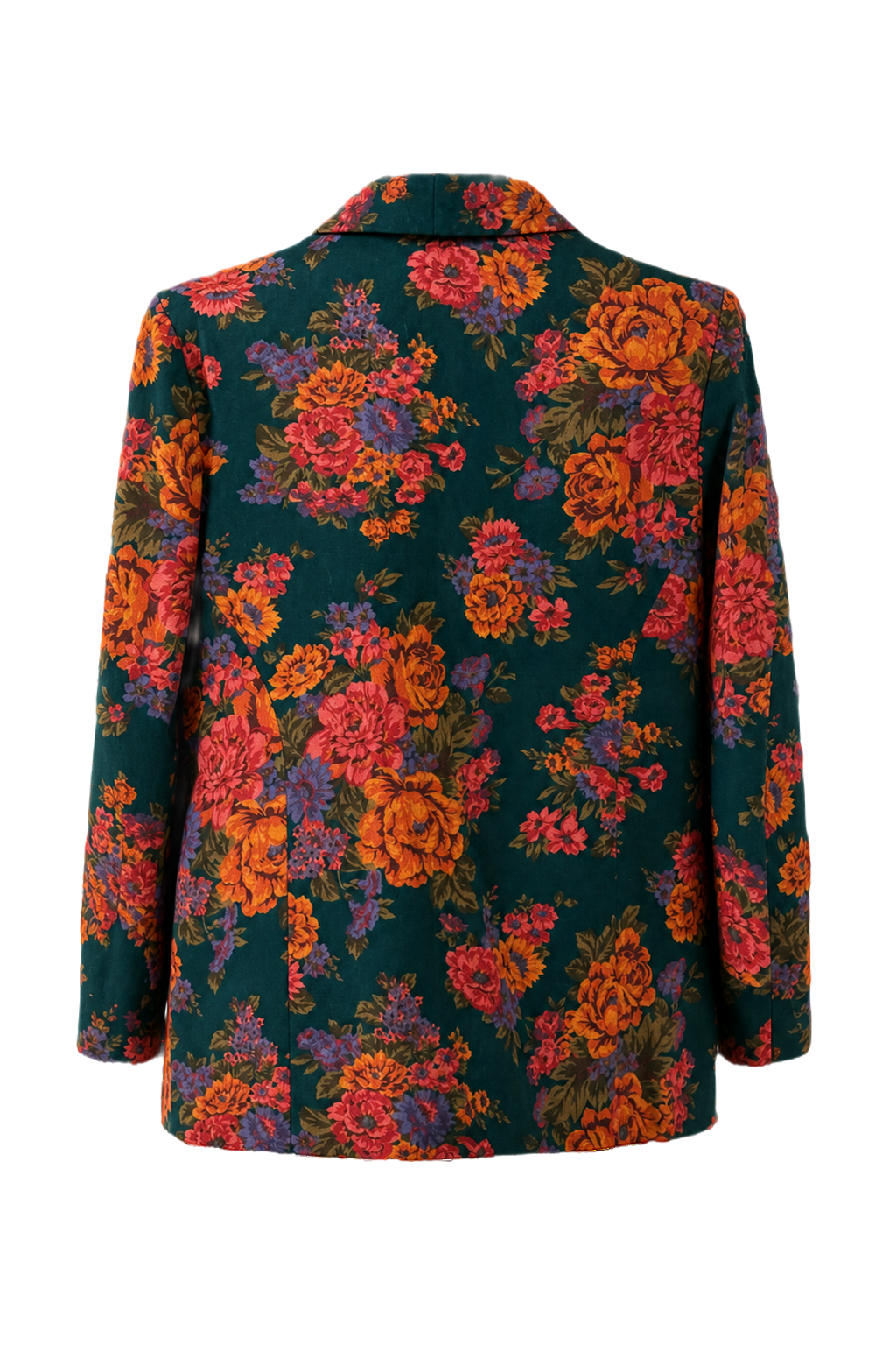 1980s Dark Teal Cotton Blazer - Back View