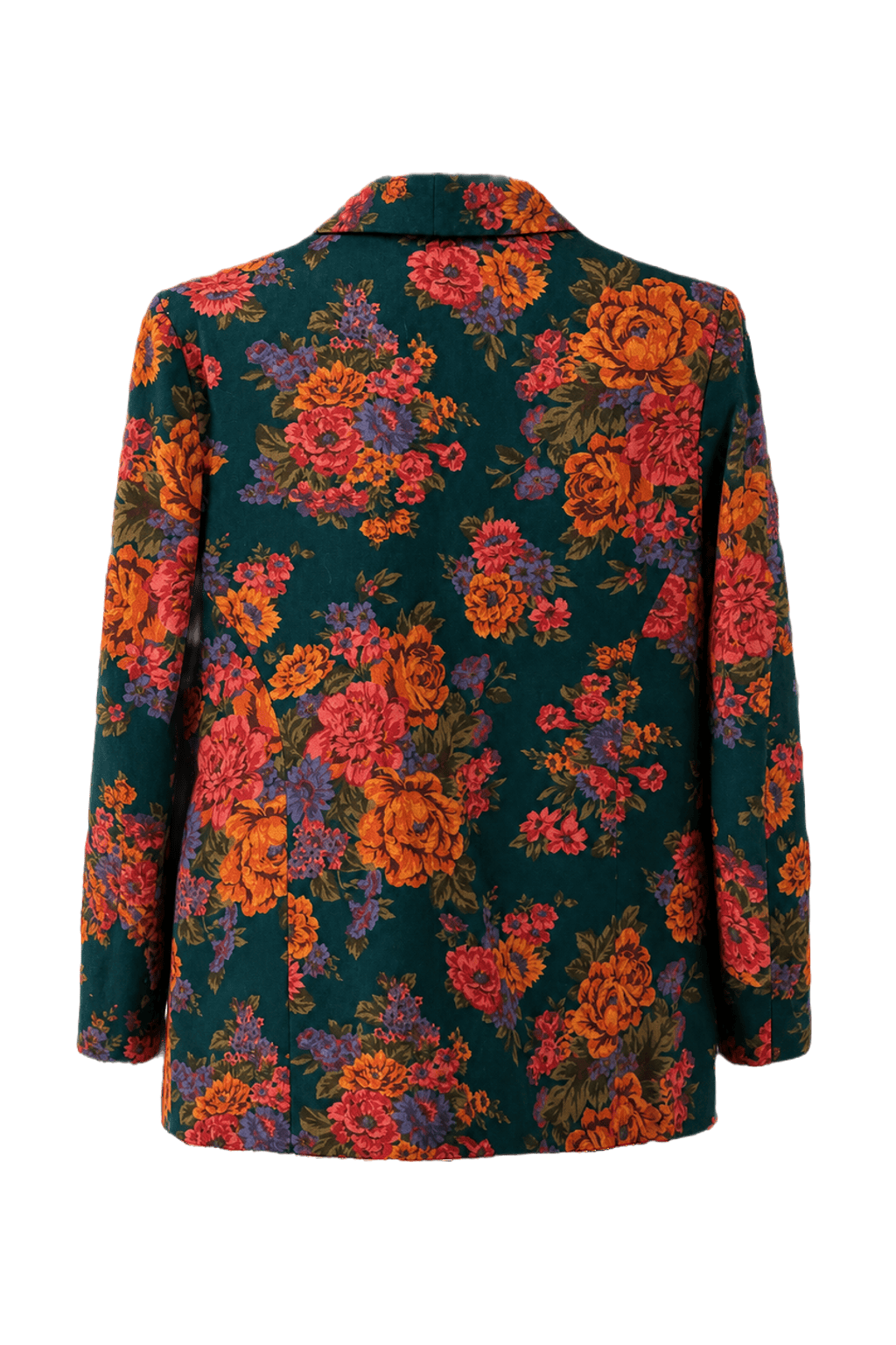 1980s Dark Teal Cotton Blazer - Back View