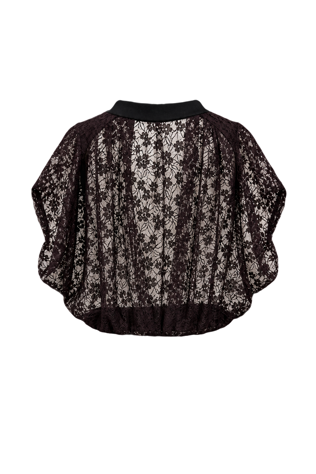 1980s Black Lace Blouse - Back View