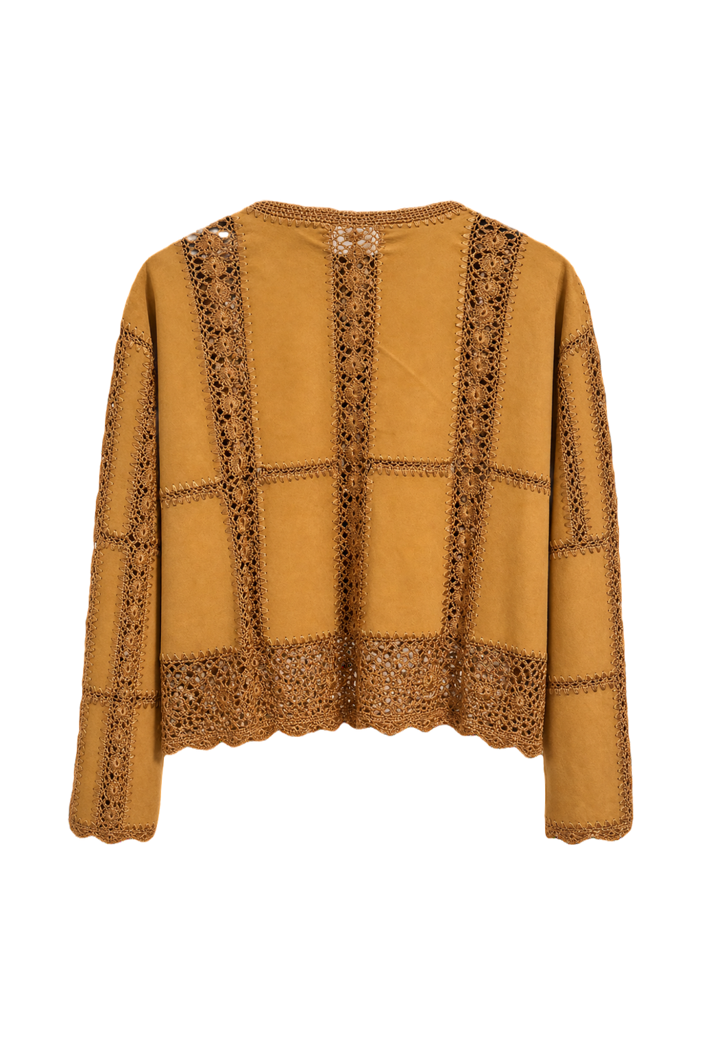 1970s Mustard Yellow Cotton Blend Cardigan - Back View