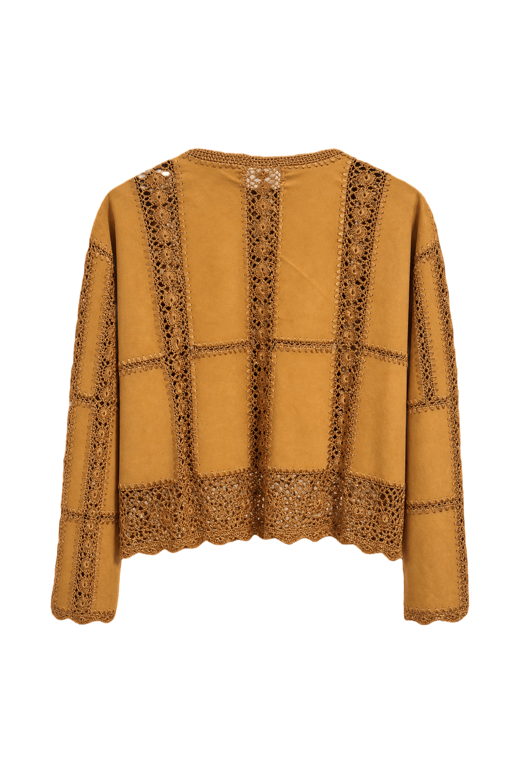 1970s Mustard Yellow Cotton Blend Cardigan - Back View