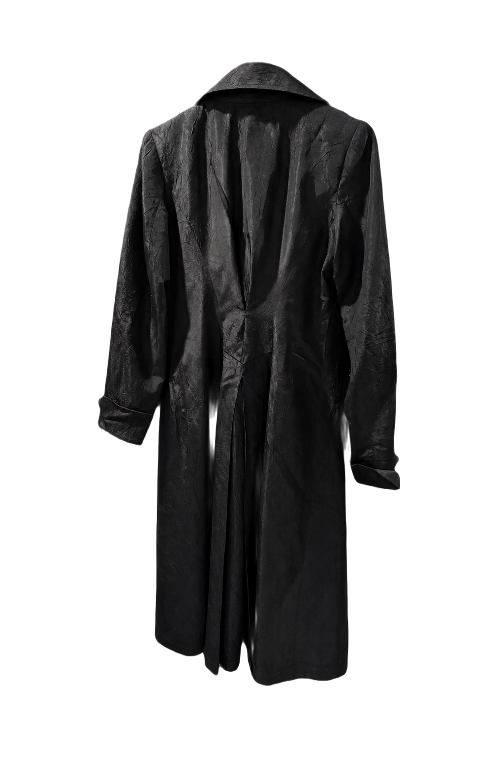 1990s Black Synthetic Coat - Back View