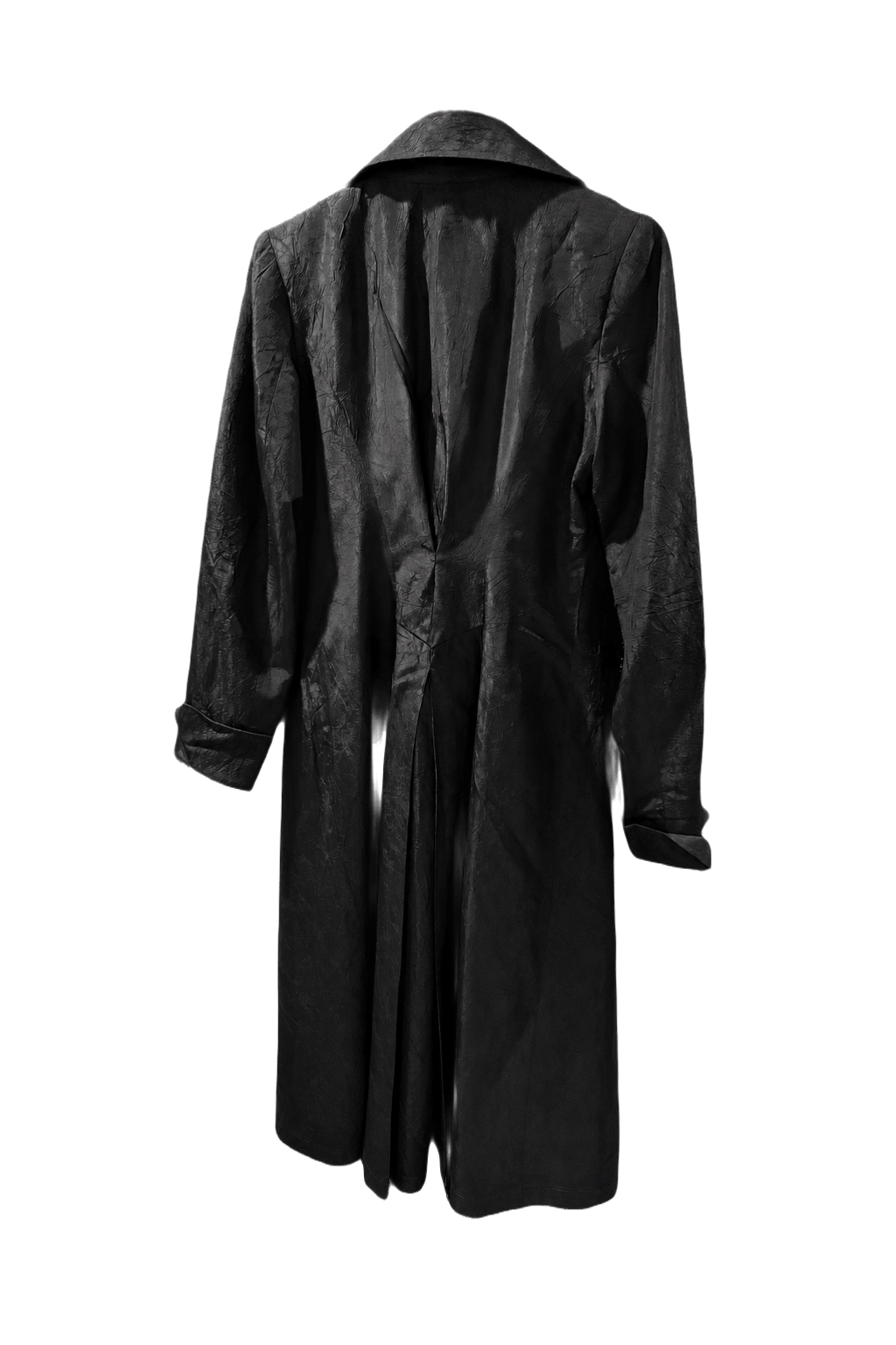 1990s Black Synthetic Coat - Back View