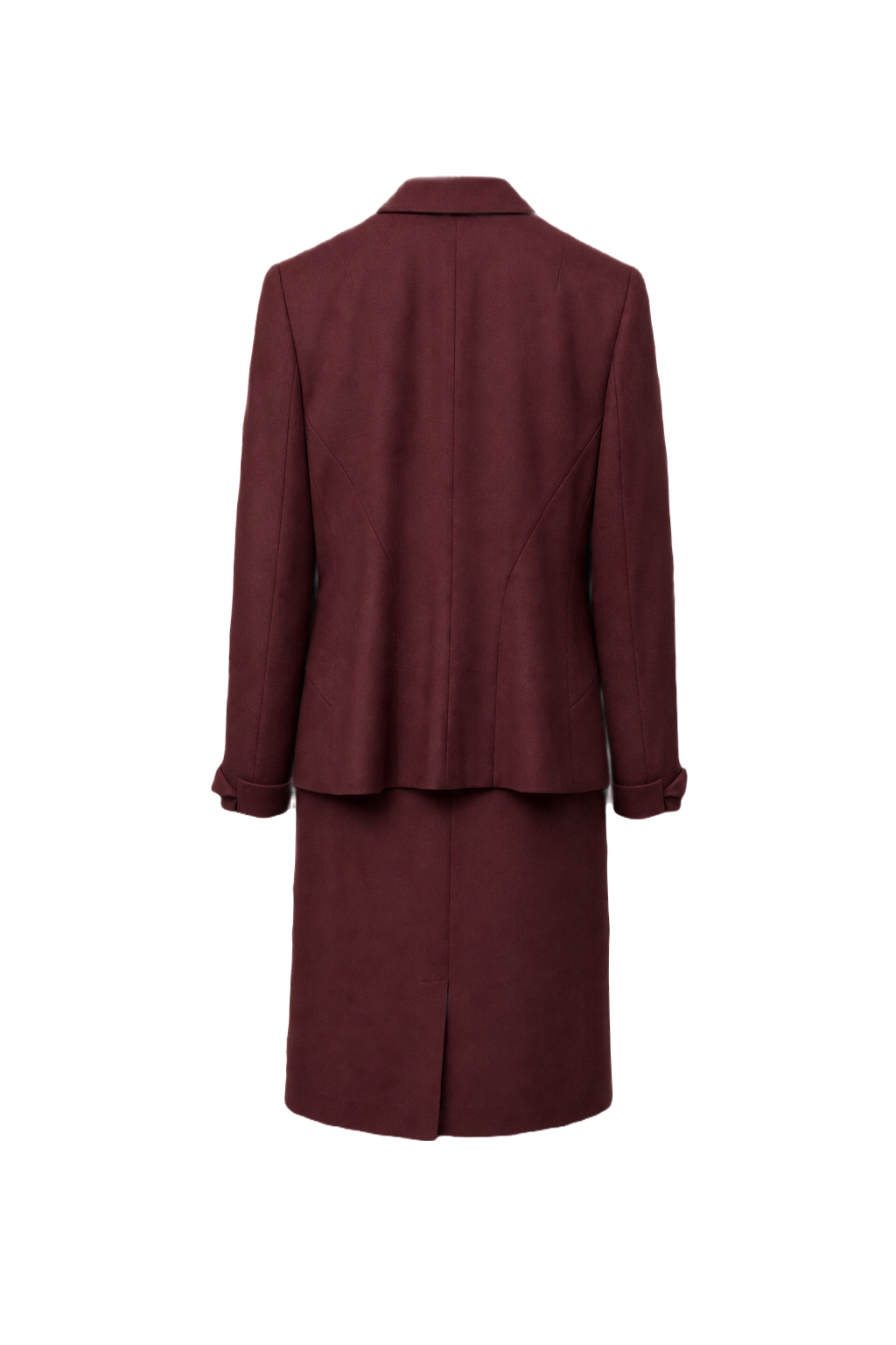 1980s Burgundy Wool Blend Blazer and Skirt - Back View