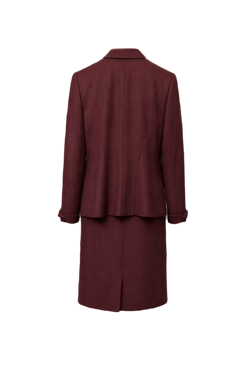 1980s Burgundy Wool Blend Blazer and Skirt - Back View