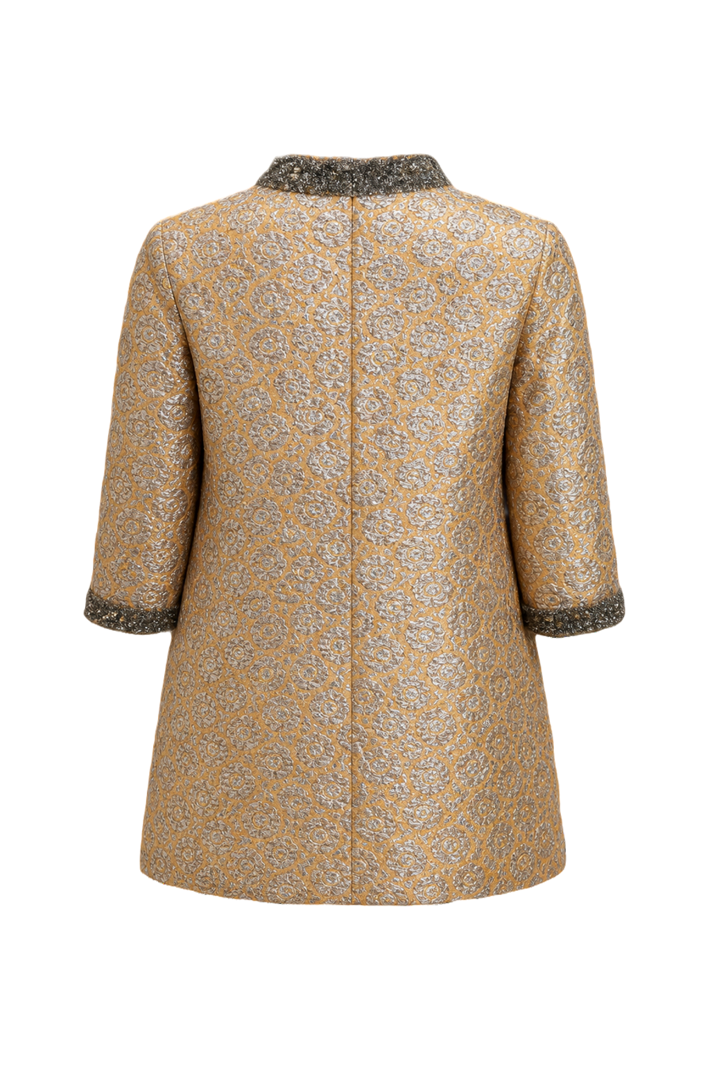 1960s Gold Brocade Shift Dress - Back View