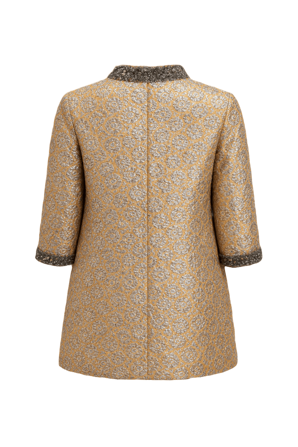 1960s Gold Brocade Shift Dress - Back View