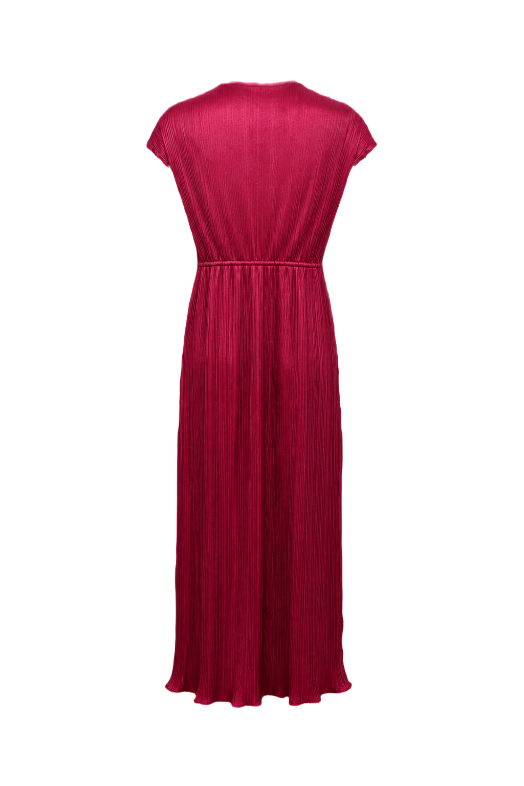 1970s Deep Red Polyester Maxi Dress - Back View