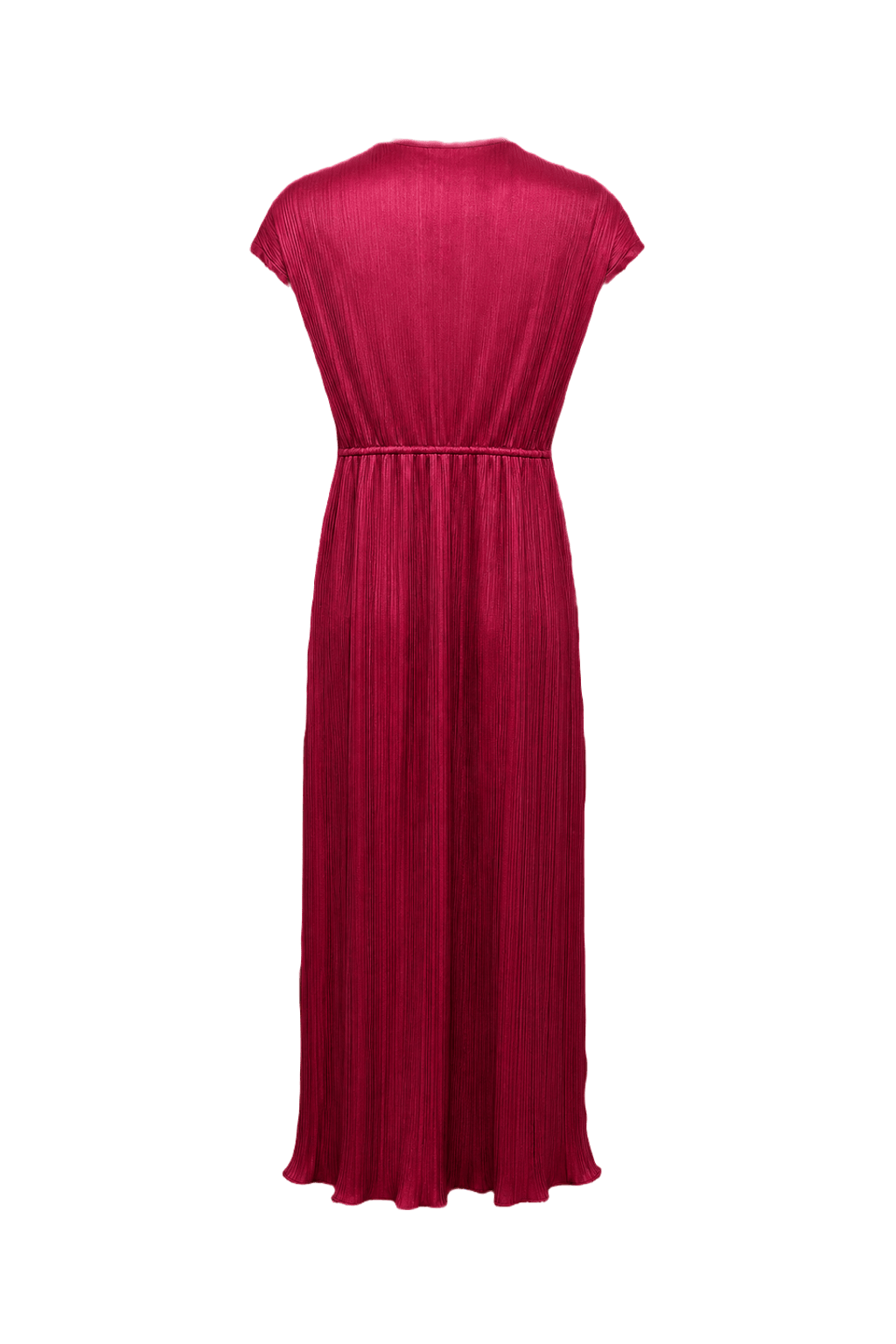 1970s Deep Red Polyester Maxi Dress - Back View