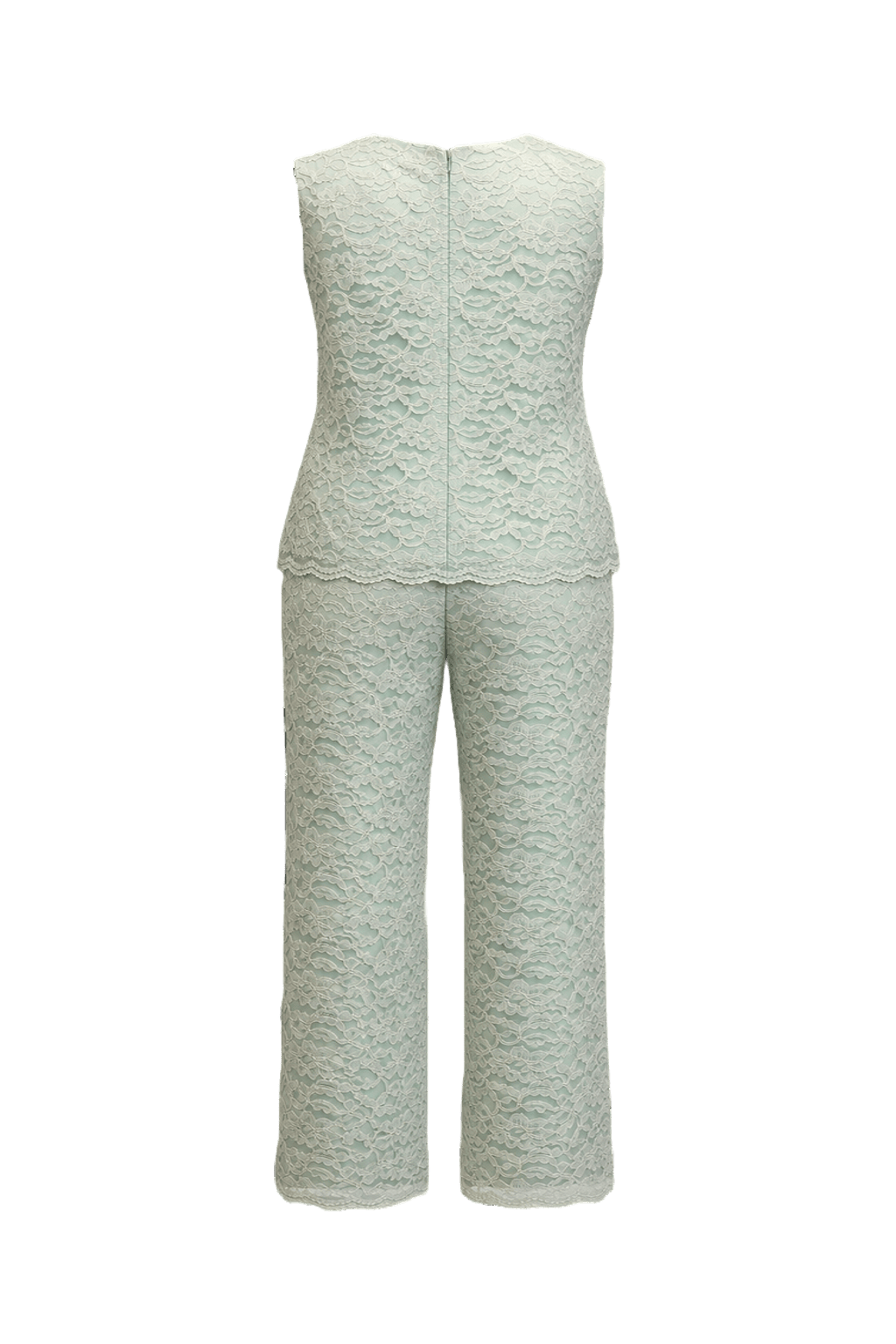 1960s Mint Green Lace Blouse and Pants Set - Back View