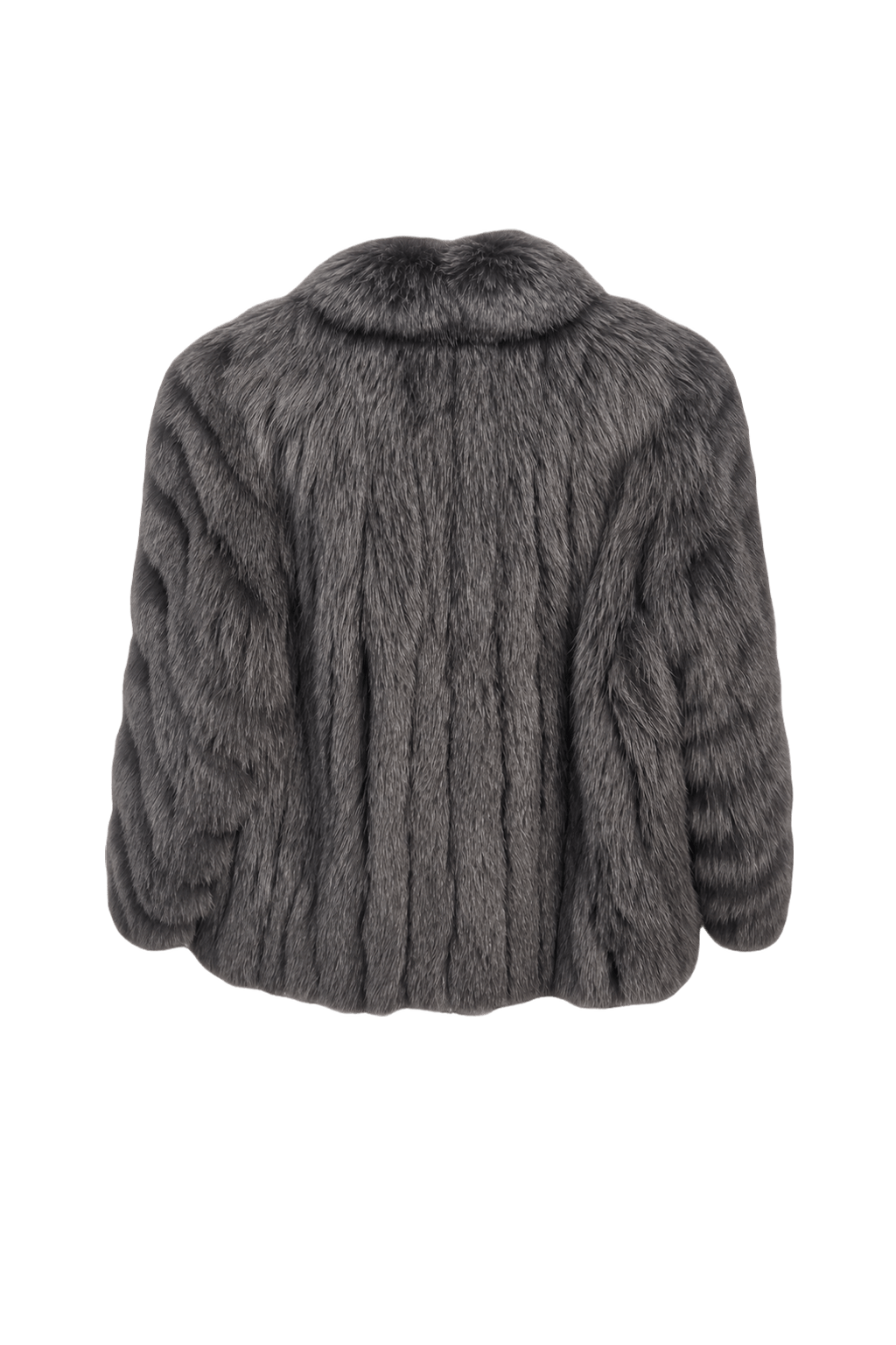 1980s Grey Faux Fur Coat - Back View