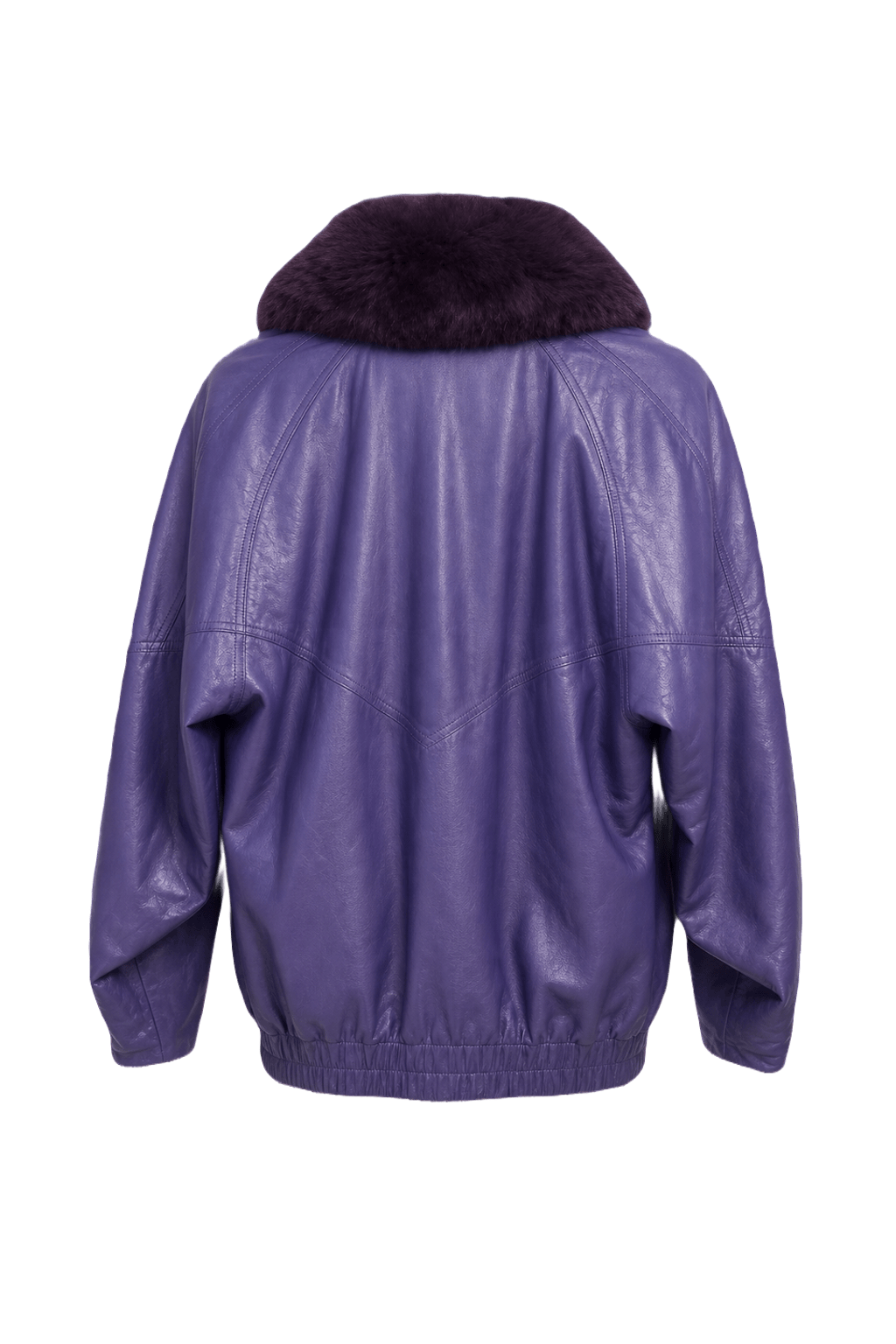 1980s Purple Leather Jacket - Back View